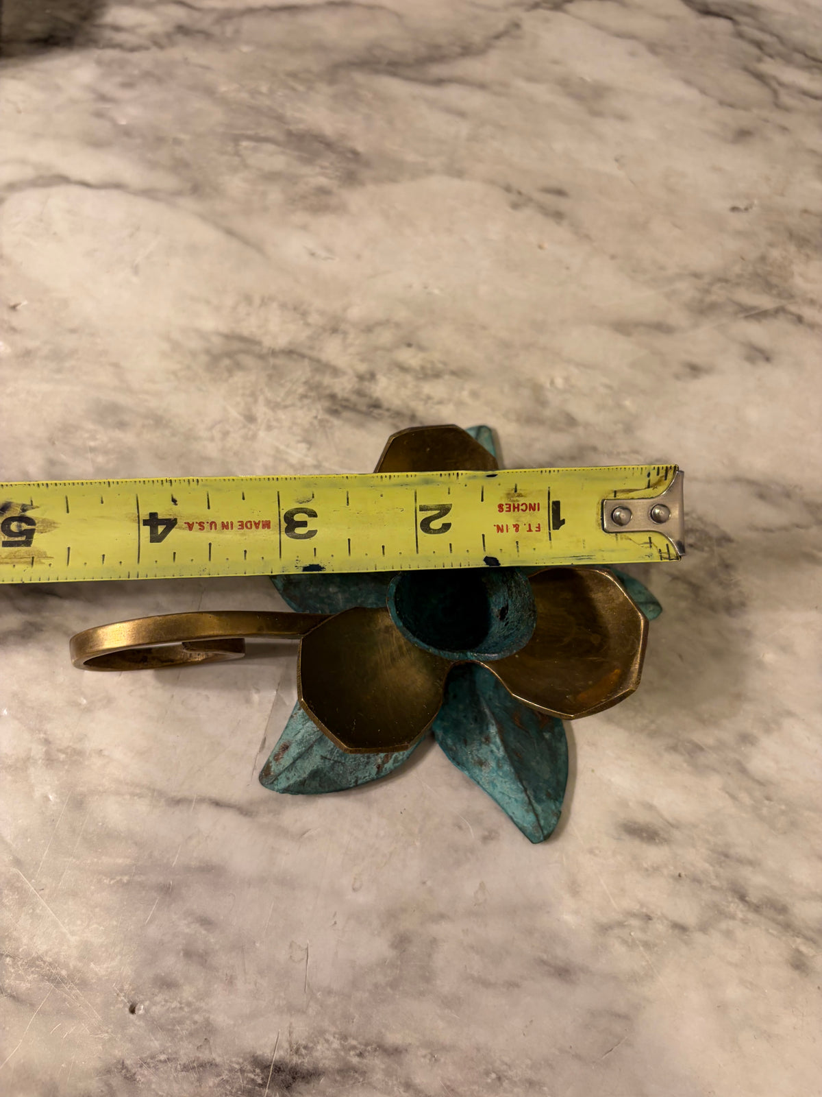 Patina Brass Lotus Flower Candle Holder