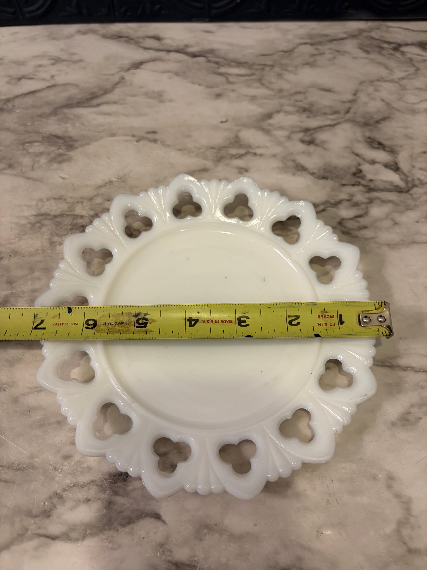 Milk Glass 7" Lace Edge Plate