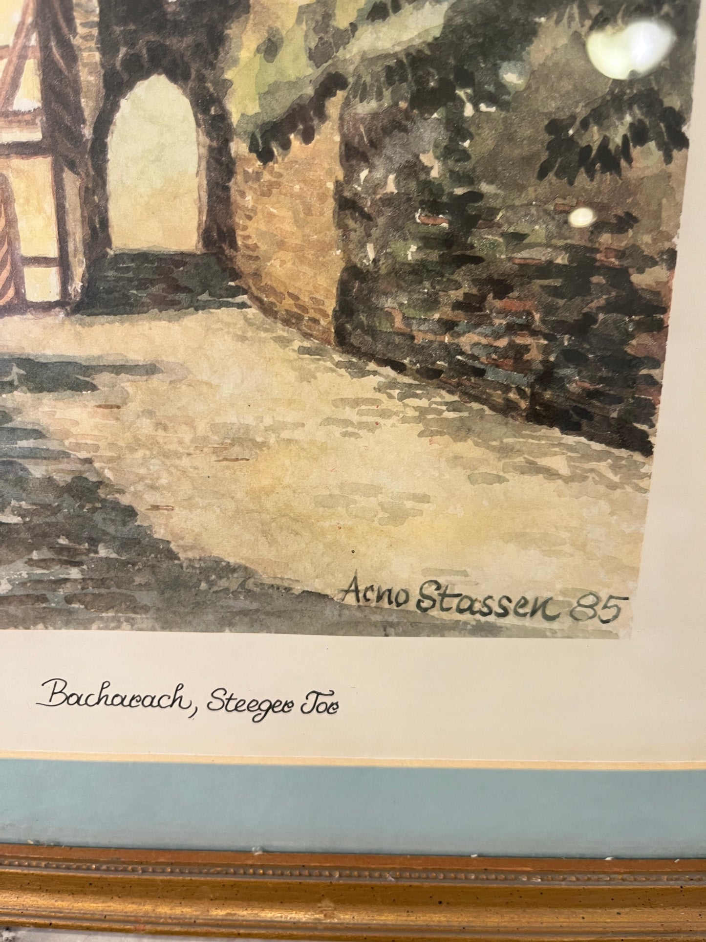 Framed Watercolor Print of Steeger Gate Germany