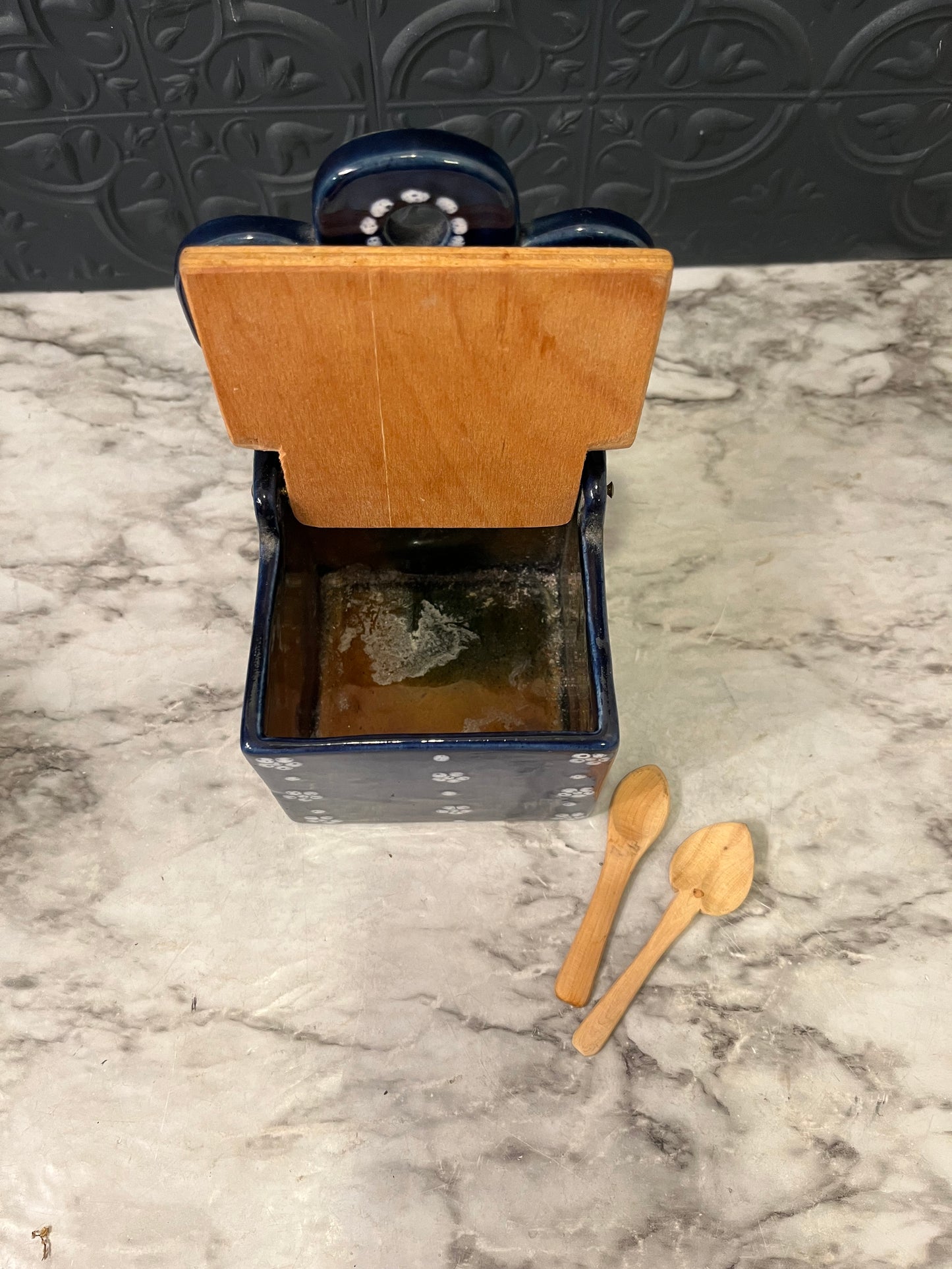 Blue and White Ceramic Salt Cellar