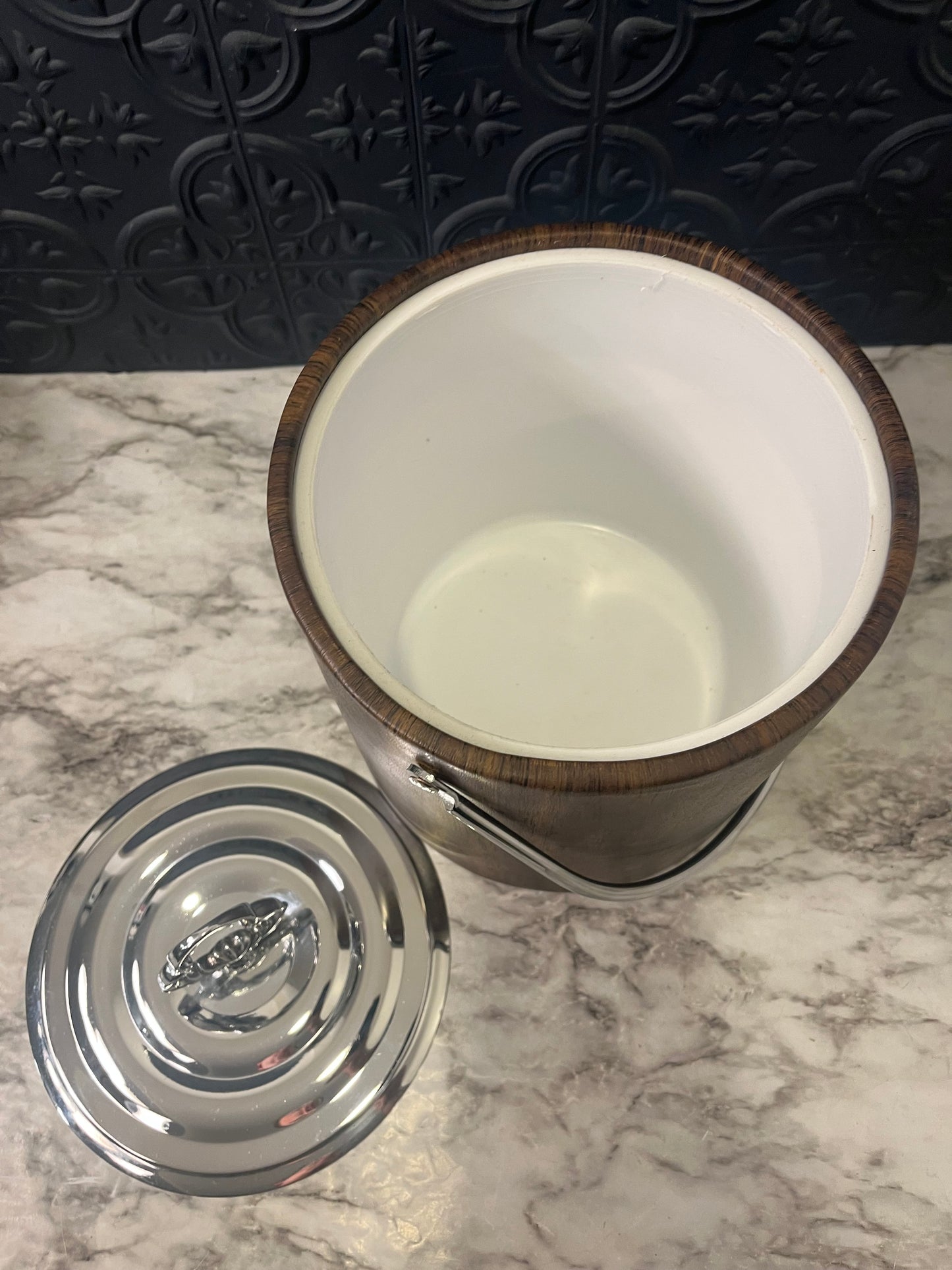 Vintage Ice Bucket with Silver top