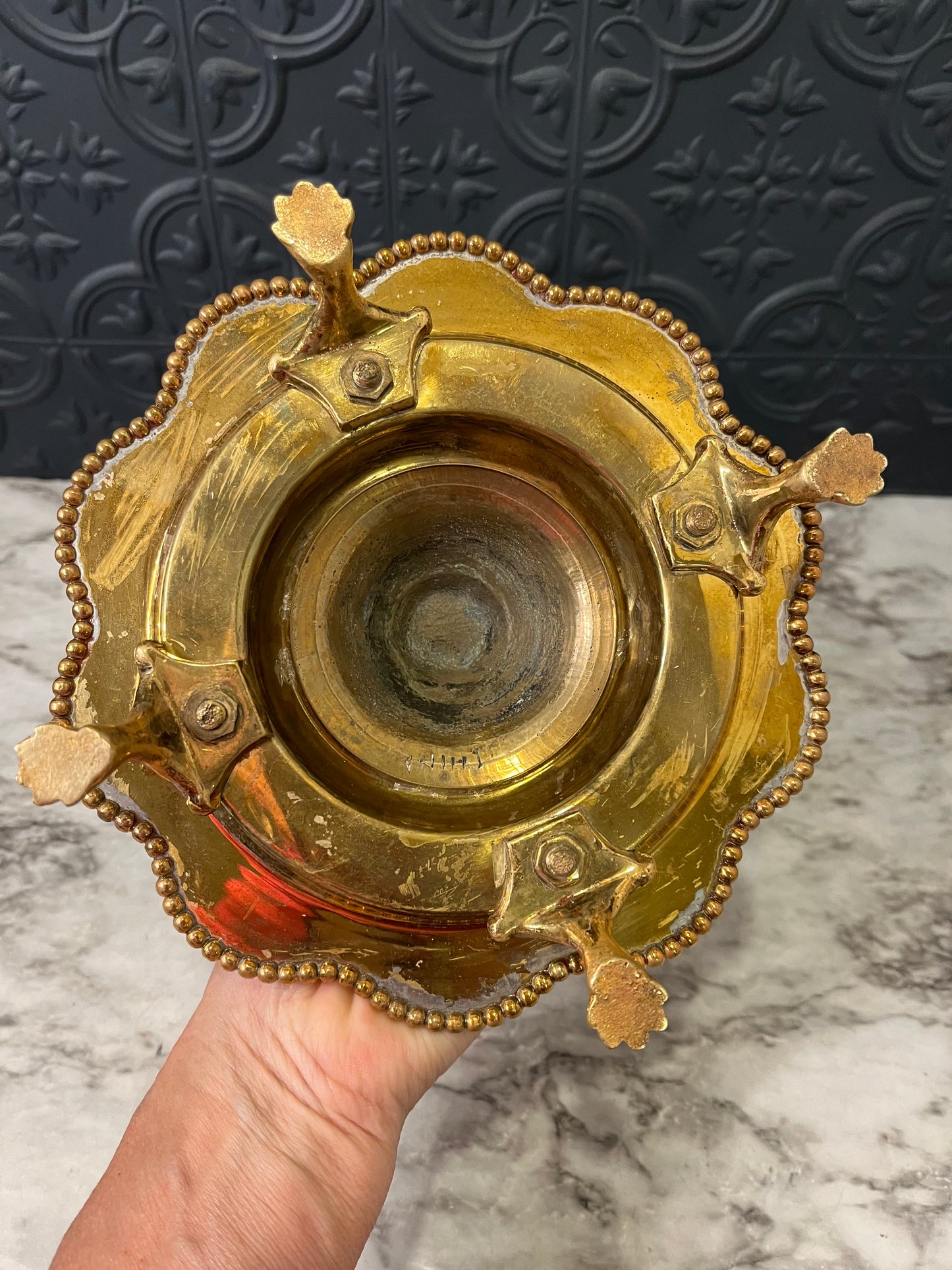 Brass Urn with Lions Paw Feet