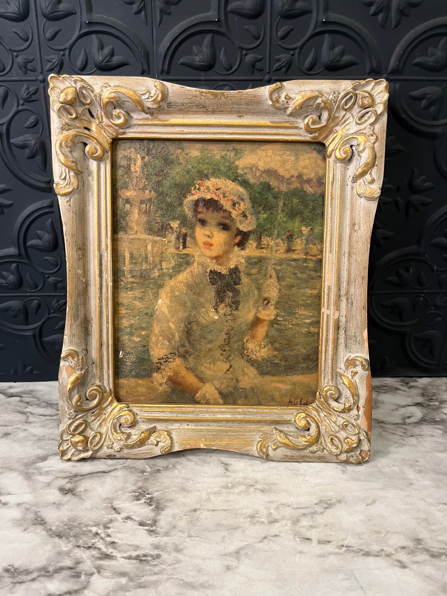 Vintage Huldah Print in Ornate Cream Frame