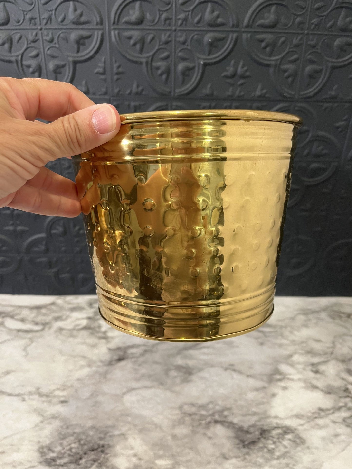 Brass Planter With Hobnail Design