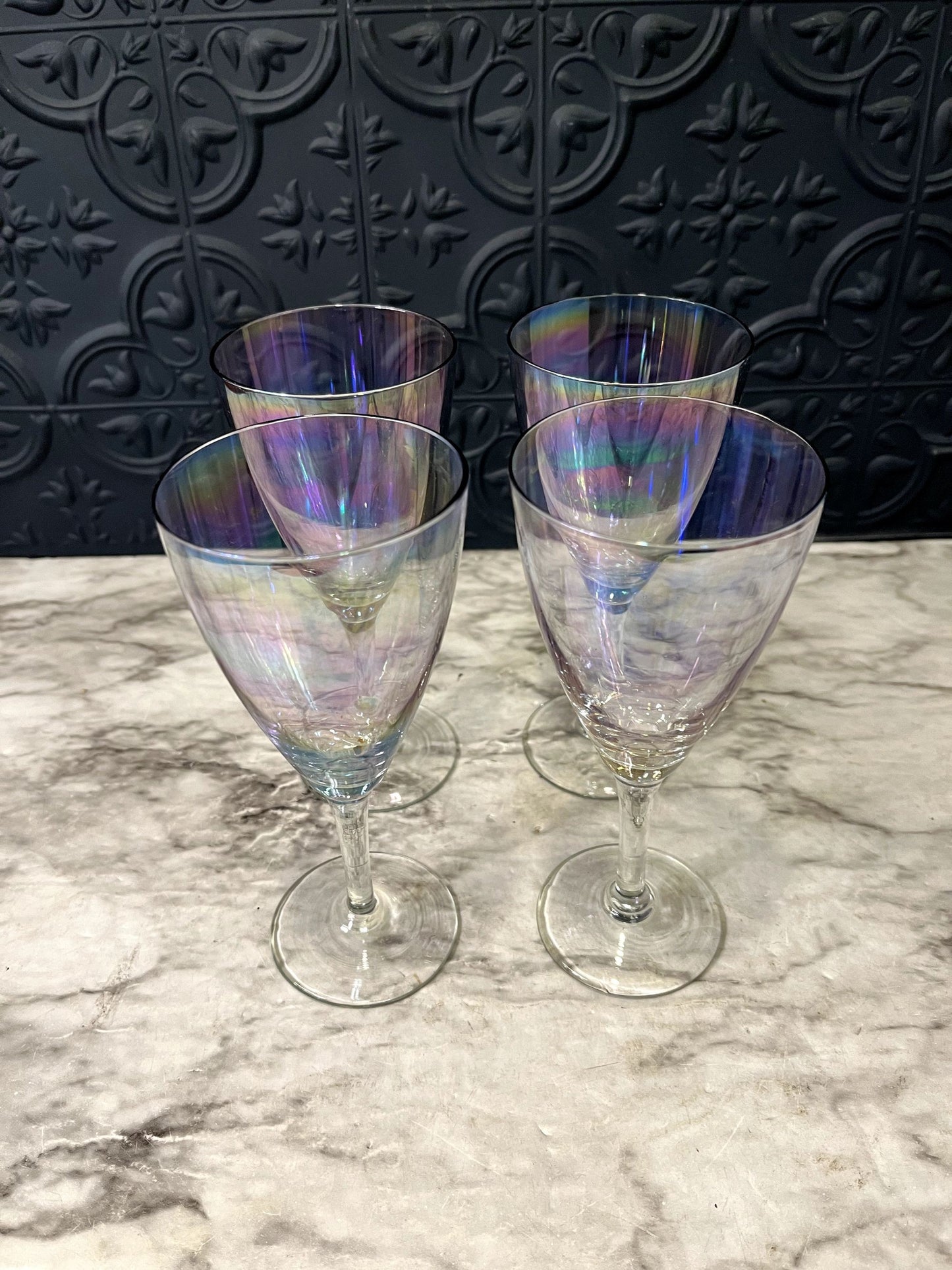 Iridescent Glass Goblets Set of 4