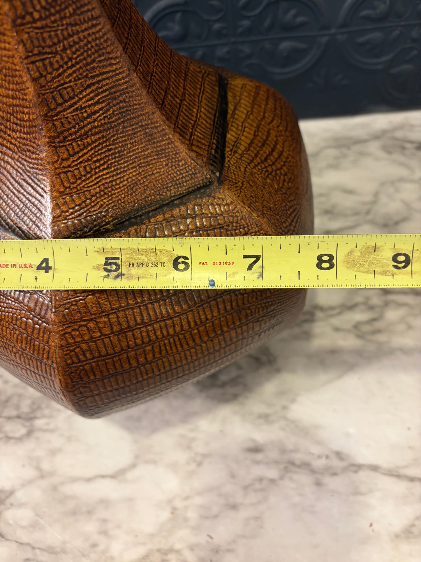 Large Brown Vase with Faux Textured Finish