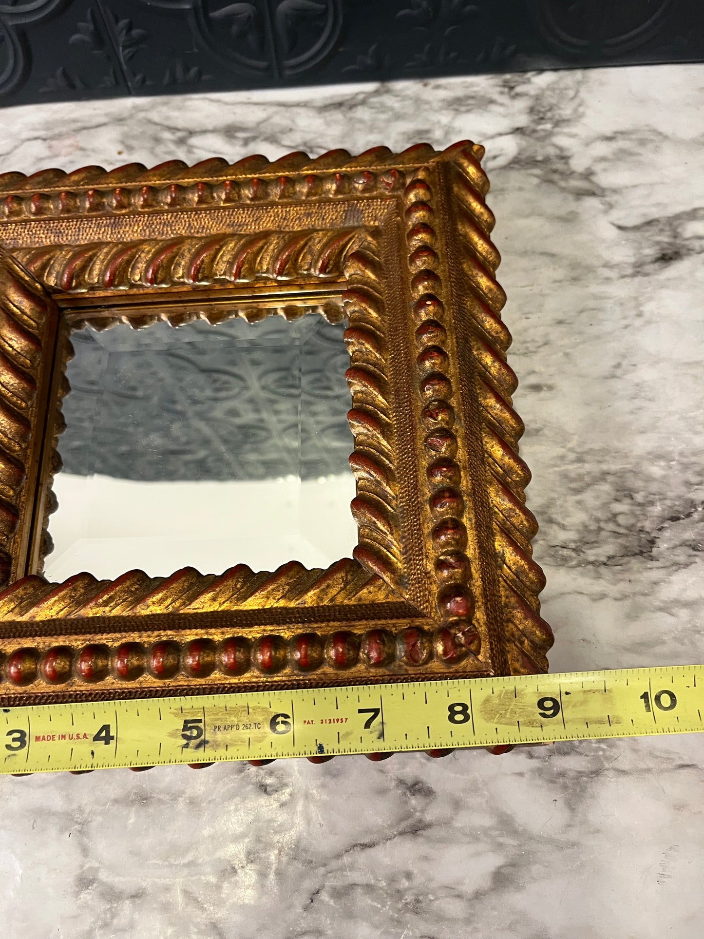 Ornate Gold Bevelled Mirror 9" Square