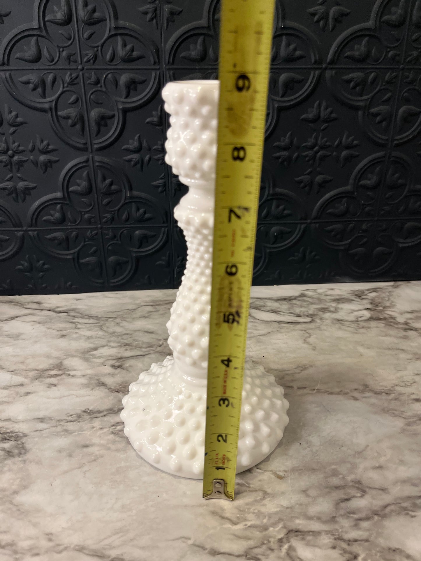 Fenton Milk Glass hobnail Candle Holder Lg