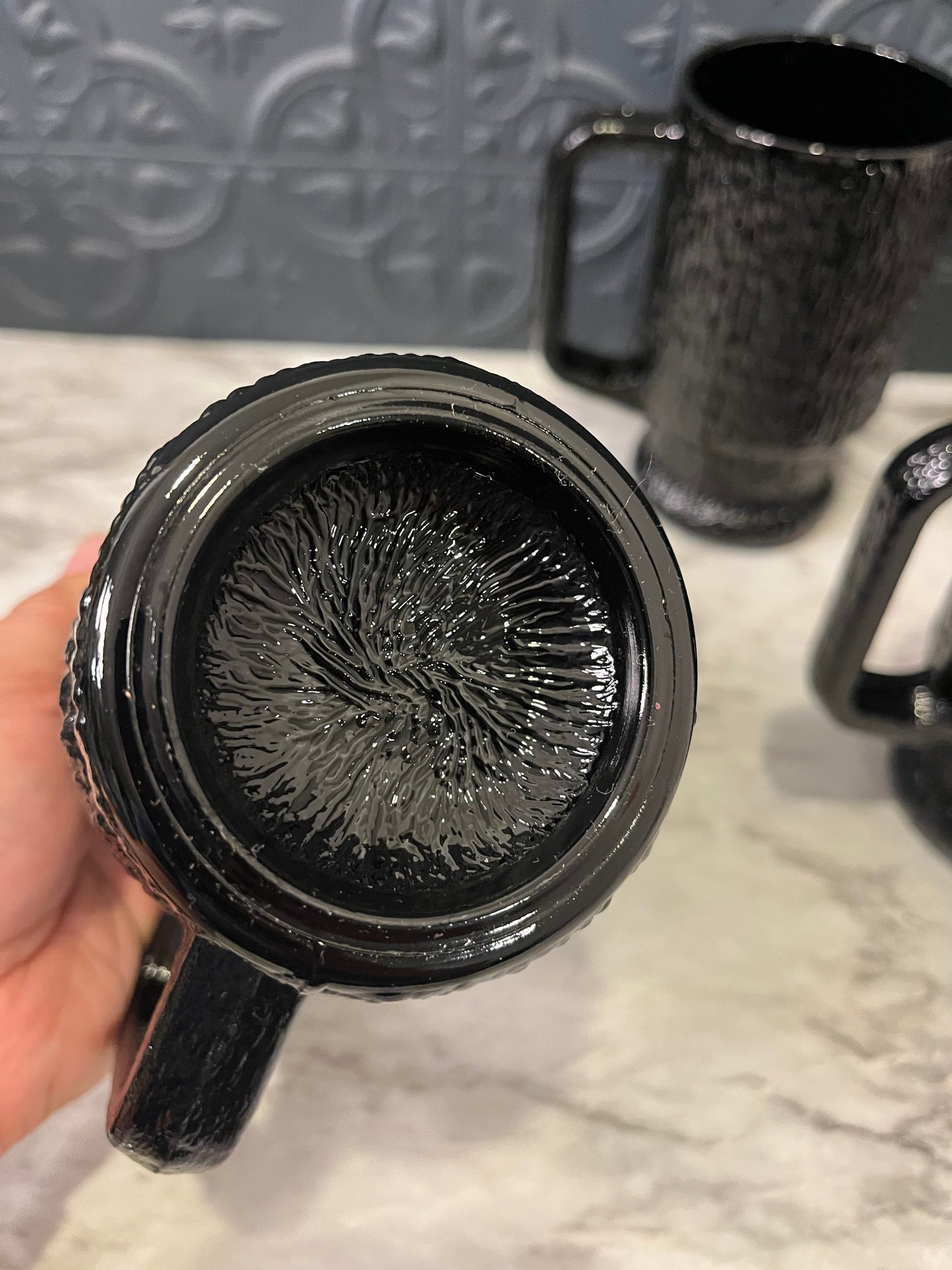 Black Indiana Glass Mugs x 4