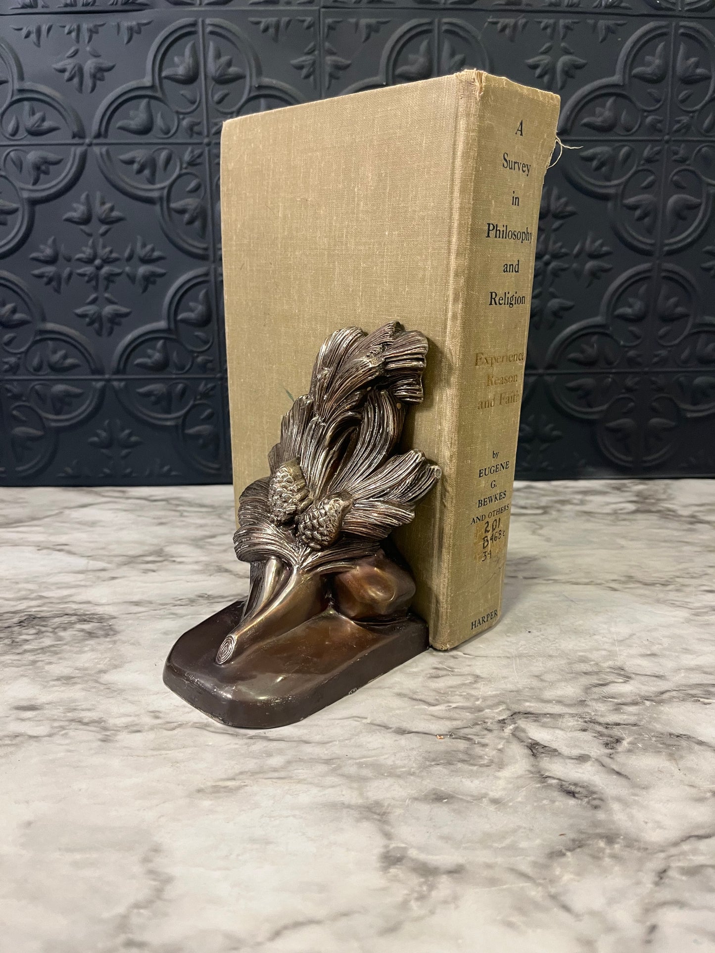 Antique Bronze Vintage Pinecone Bookend Only 1
