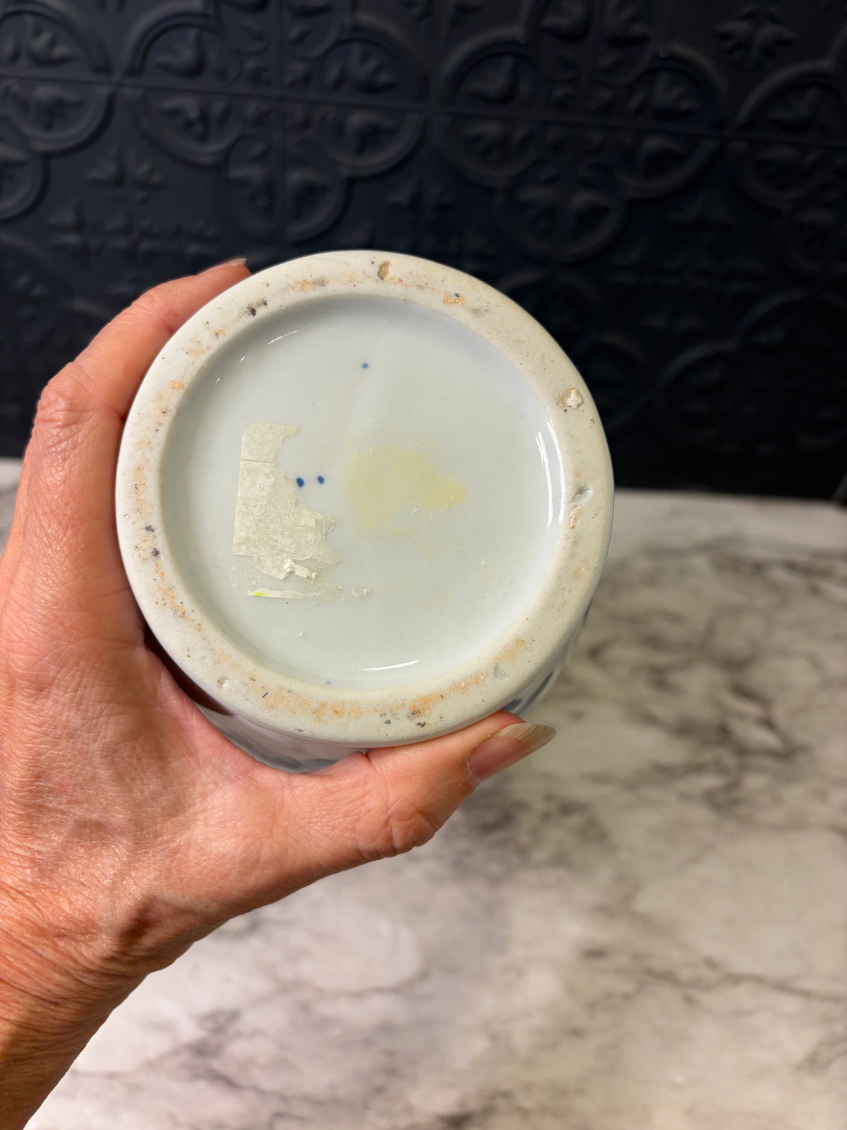 Bright Blue and White Asian Vase