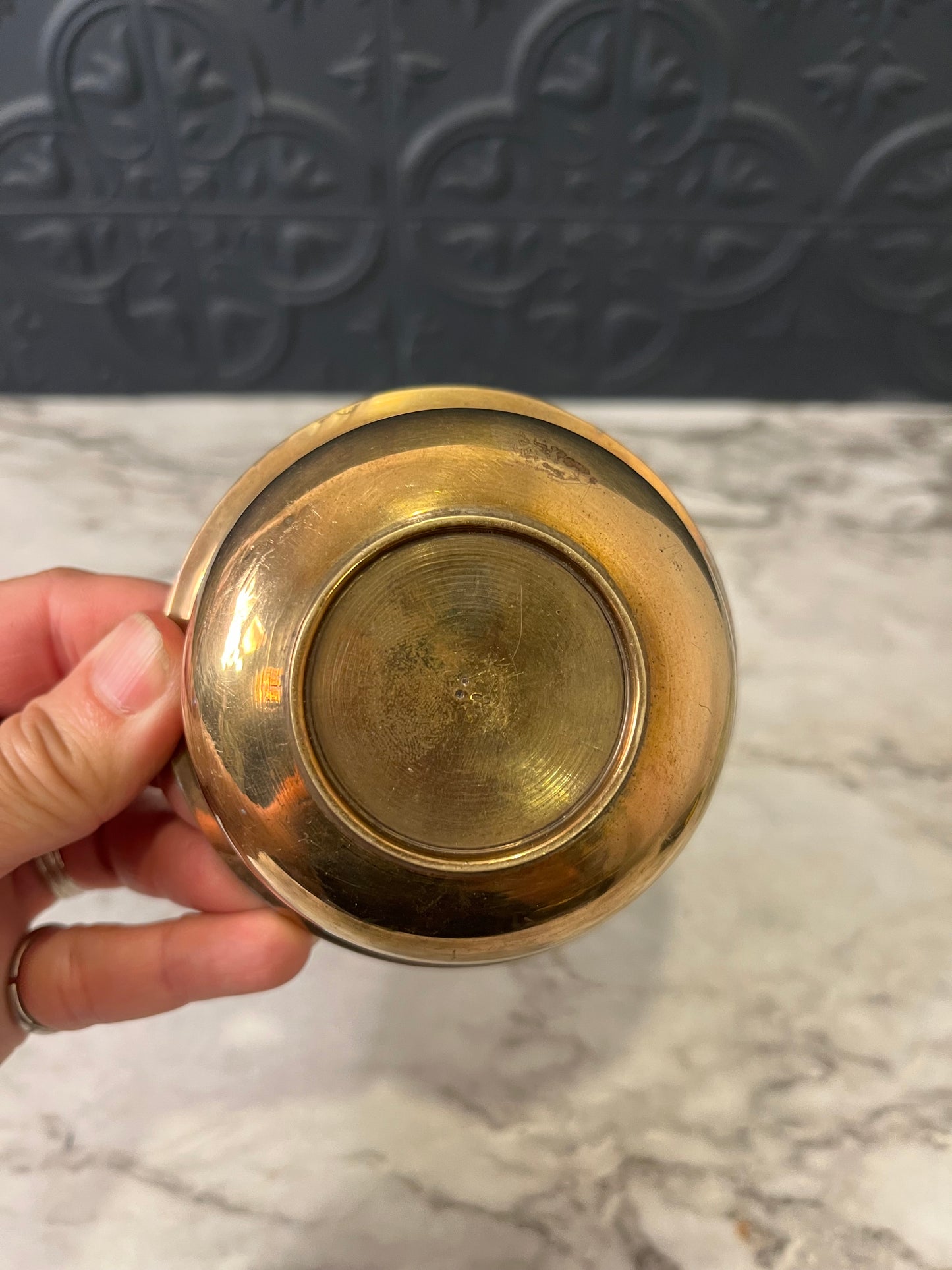 Brass Bowl with Strip of Etching
