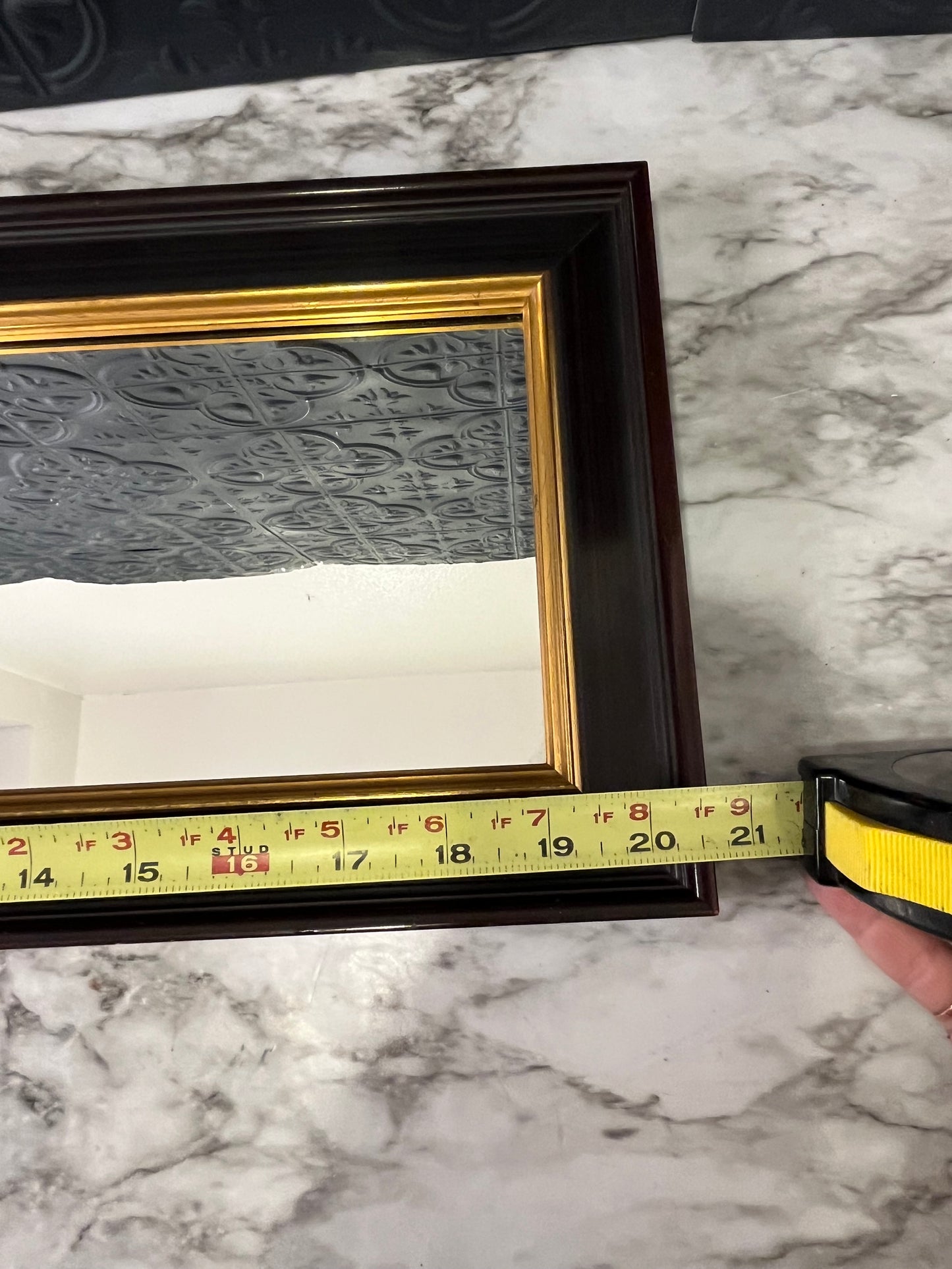 Rectangle Black Mirror with Gold Trim