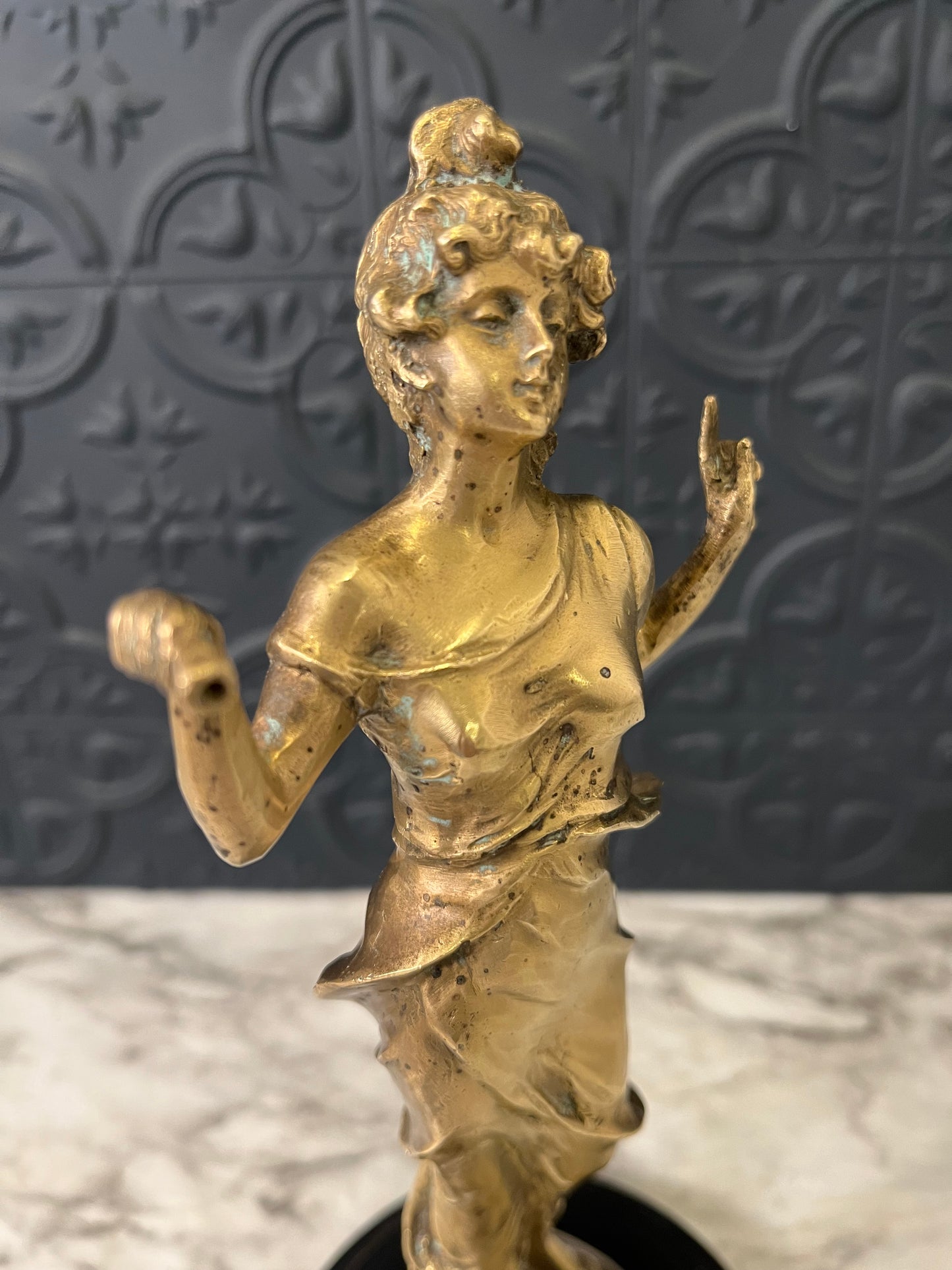 Brass Figure of Diana on Black Bass
