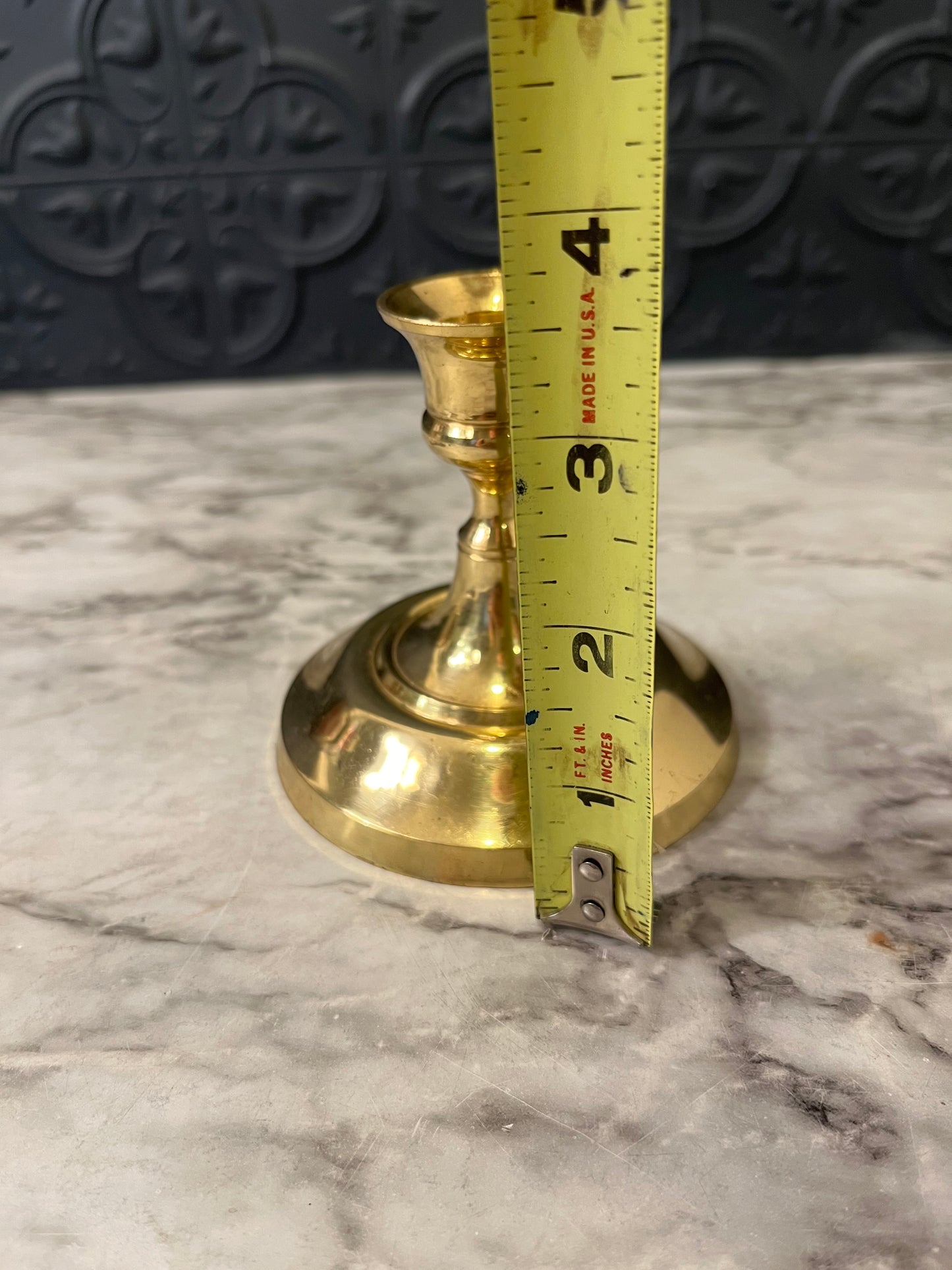 Short Brass Candle Holder with 4" Round Base