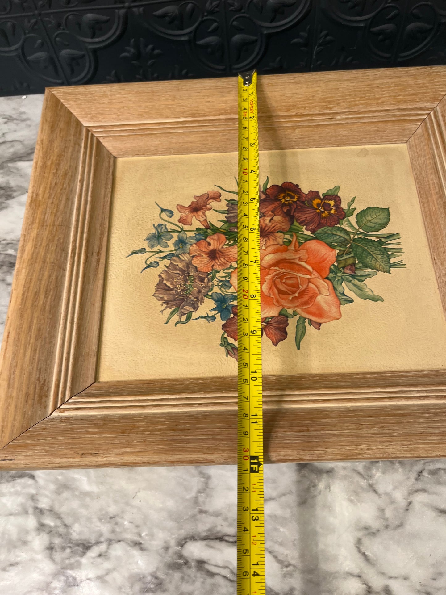 Vintage Light Wood Framed Floral