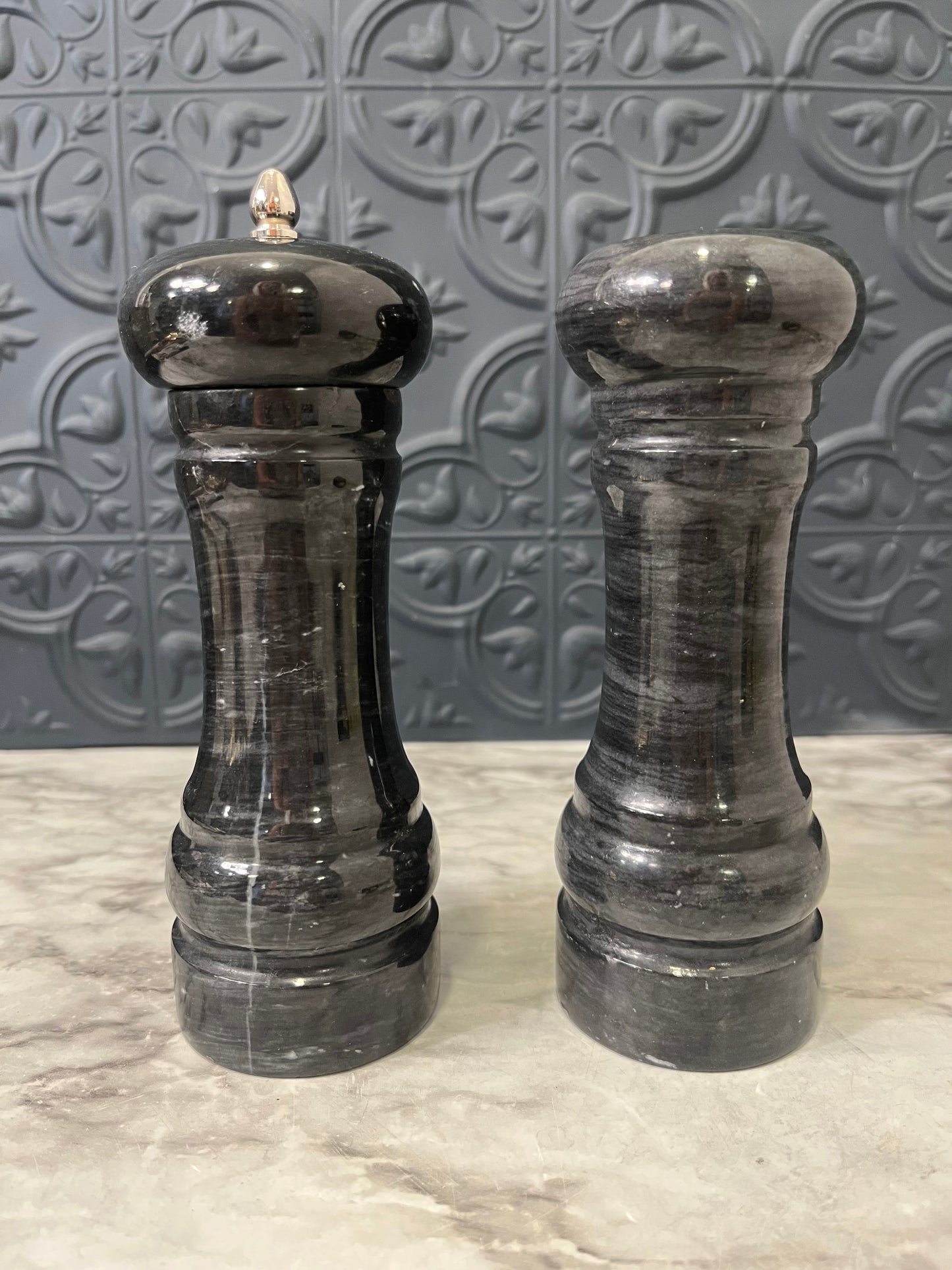 Dark Grey Marble Salt and Pepper