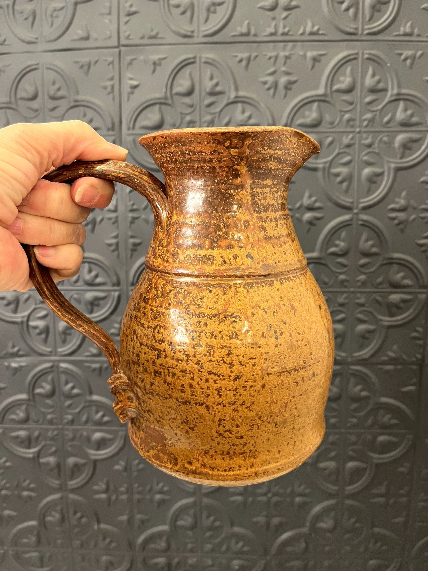 Brown Glazed Pottery Pitcher