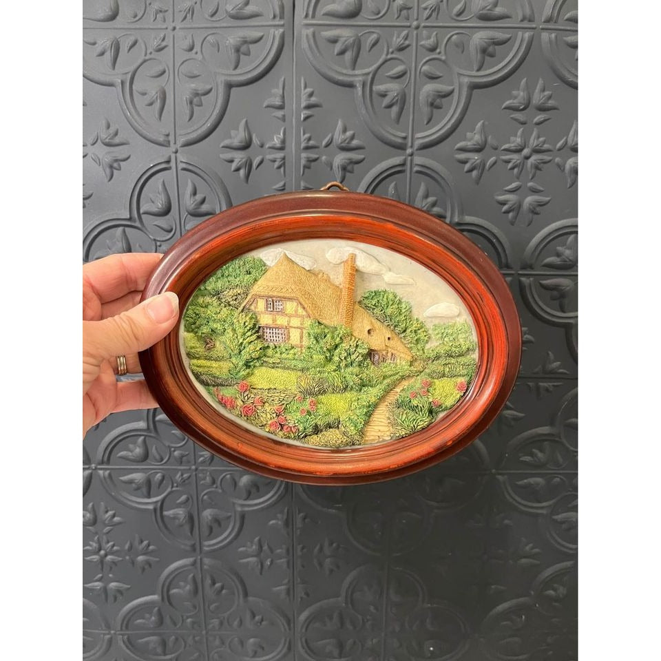 Plaster Relief Cottage Hanging - Red
