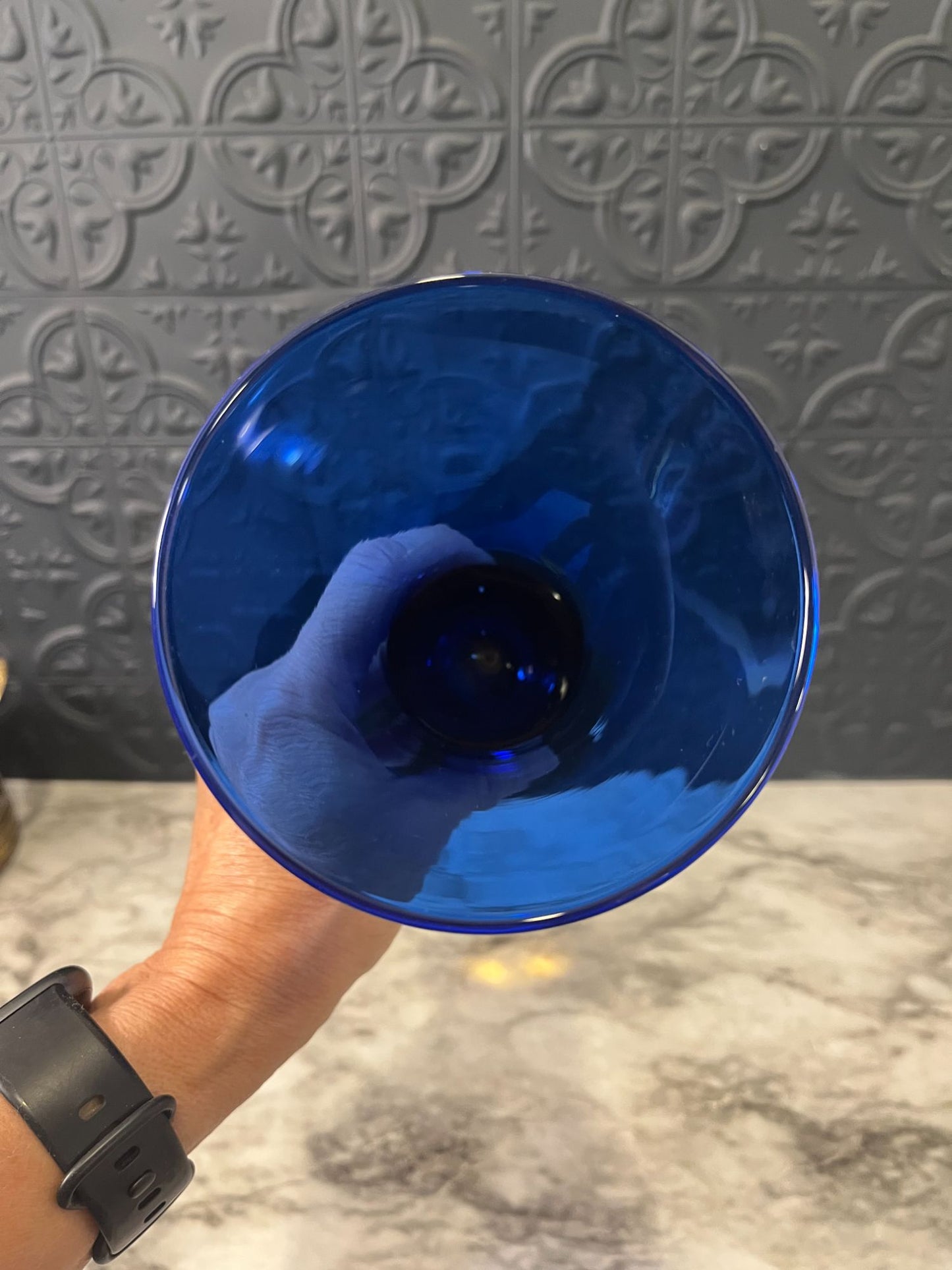 Cobalt Glass With Amber Vase