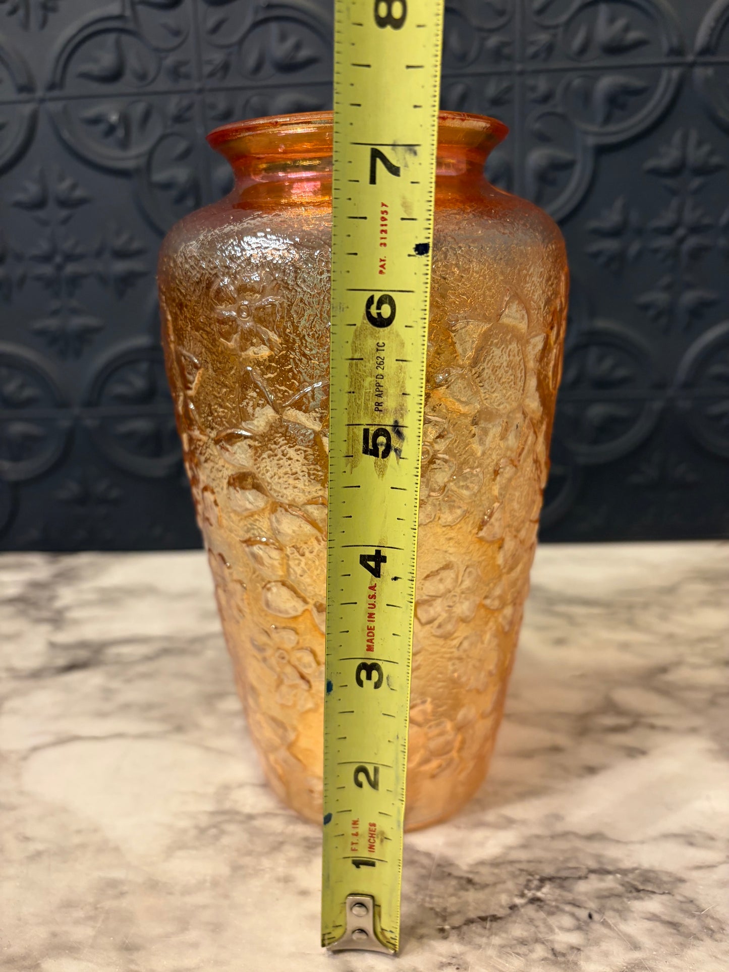 Marigold Carnival Glass Vase