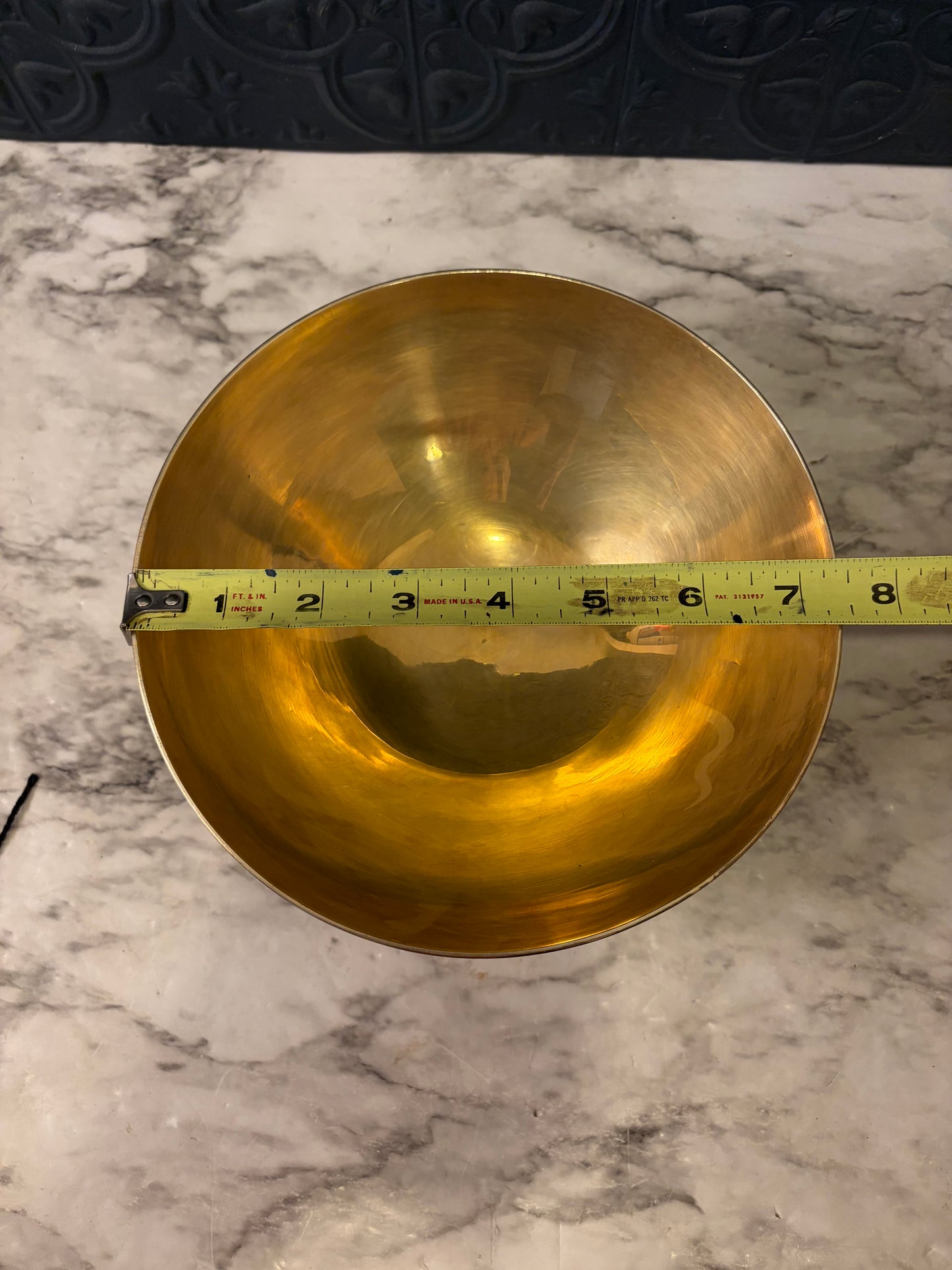 Etched Brass Pedestal Bowl 7.5" Round
