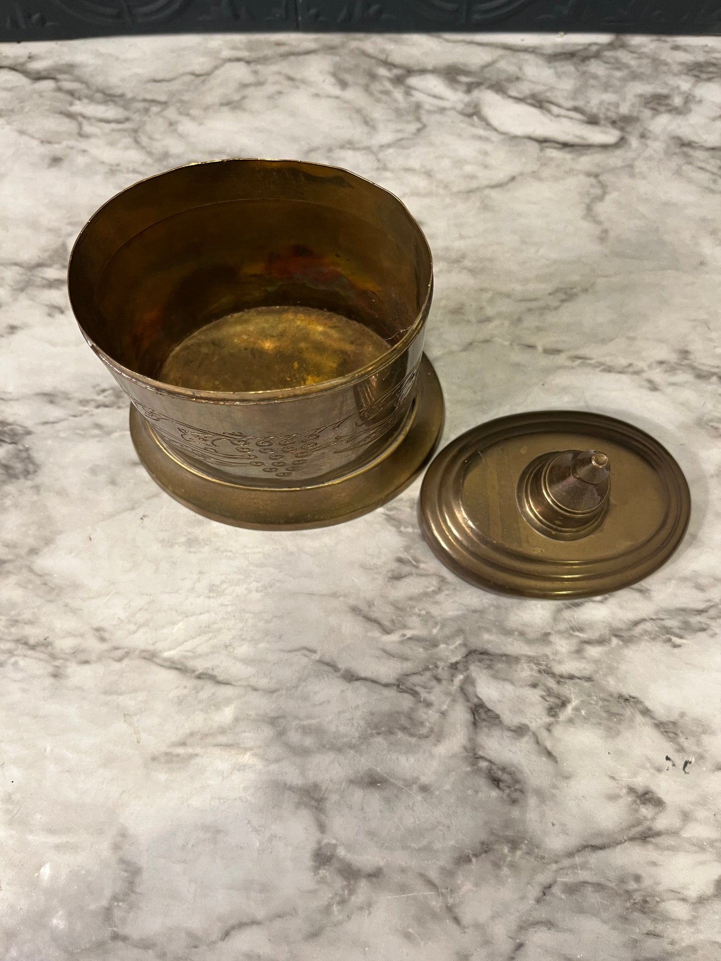 Etched Brass Canister with Pointy lid