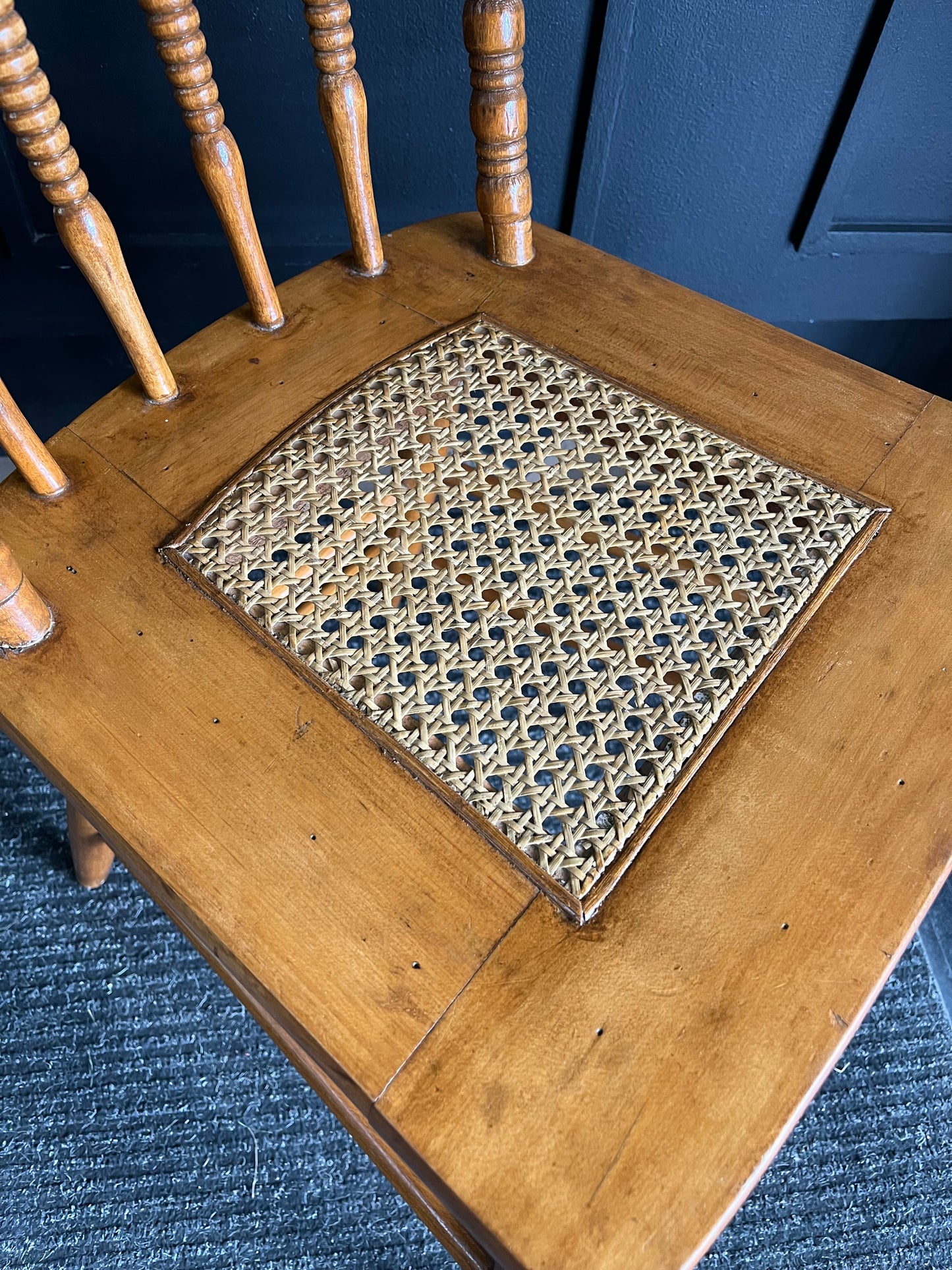 Wood Spindle Back chair with Cane seat