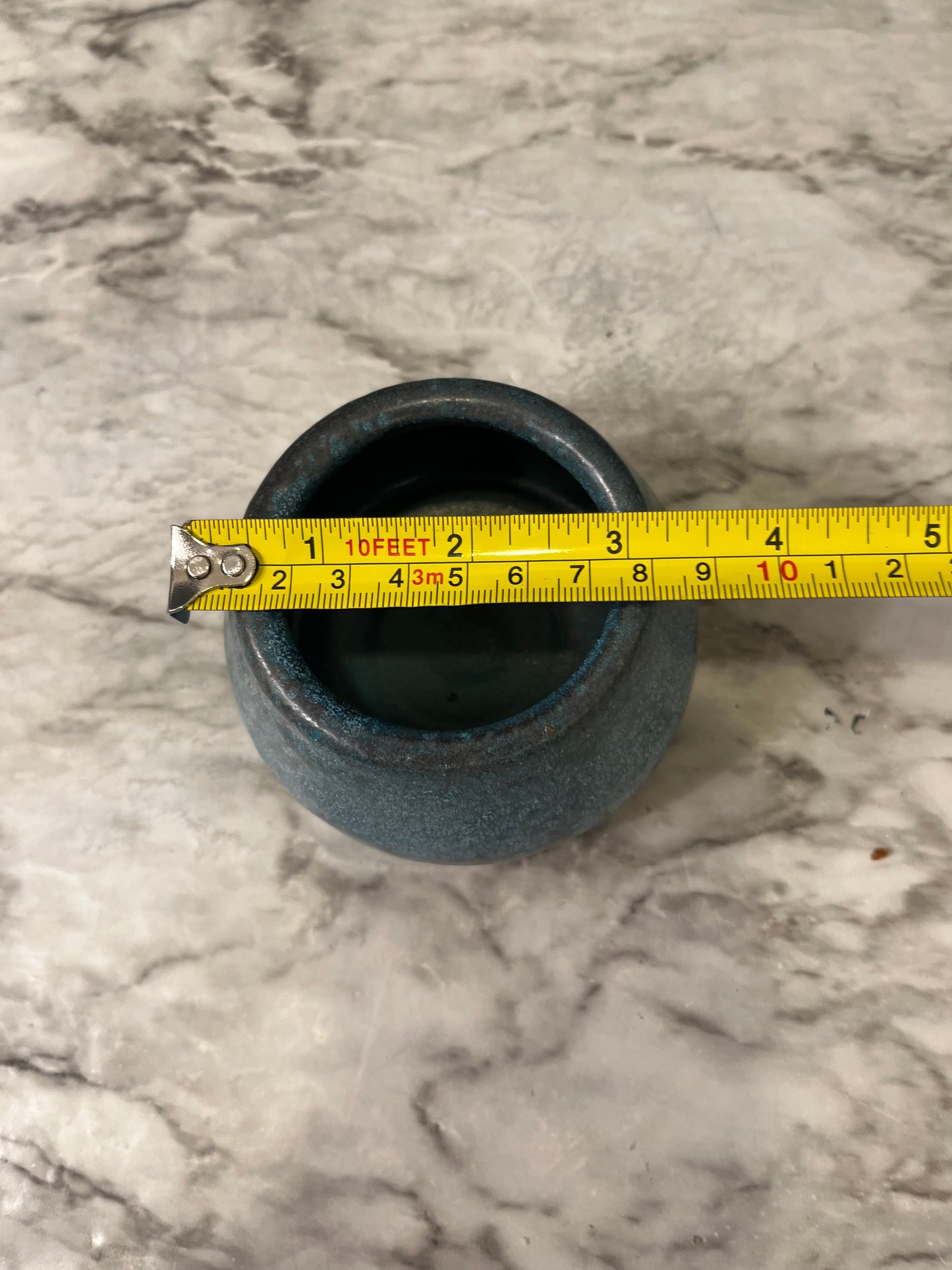 Small Distressed Blue Pot