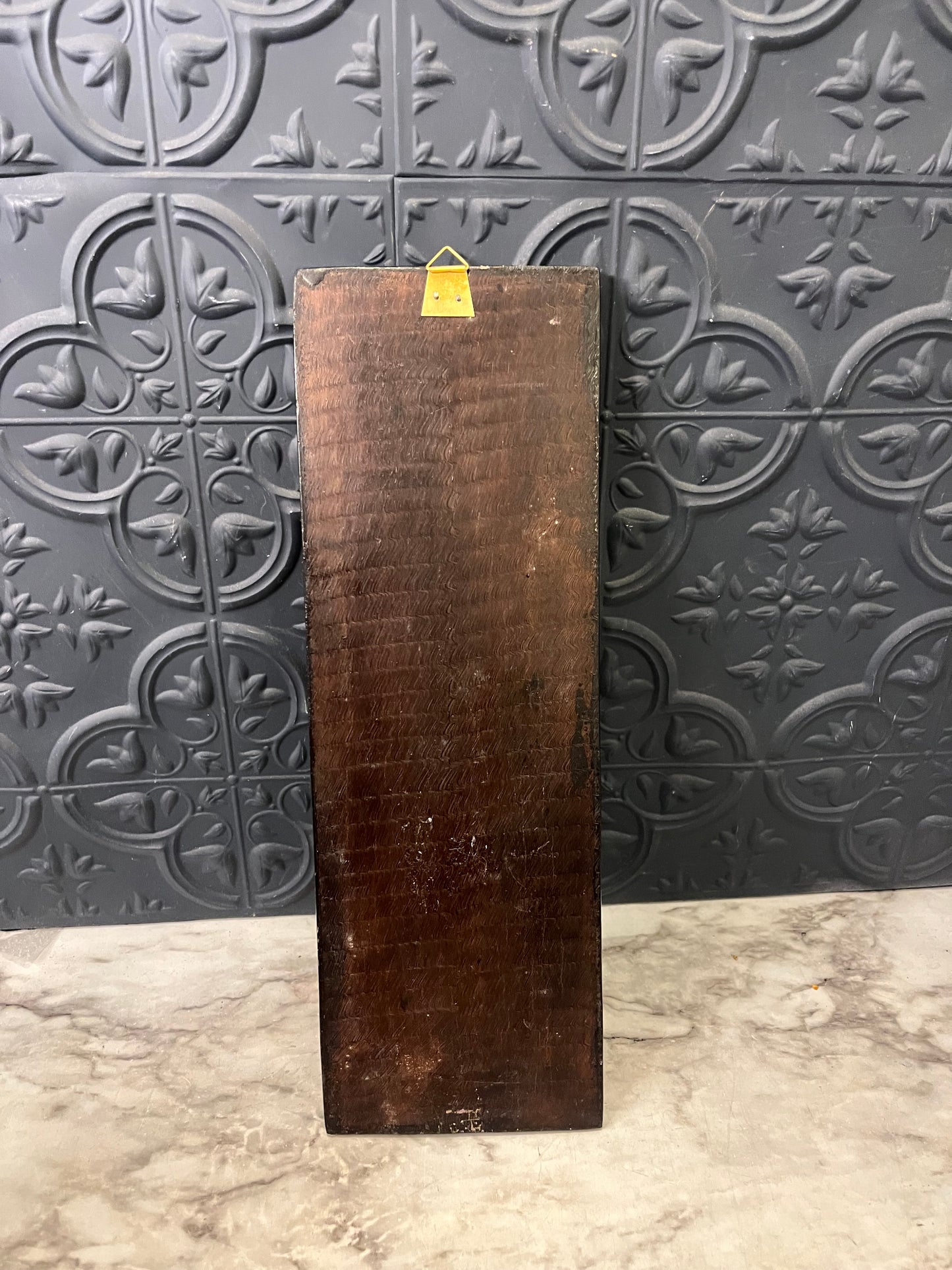 Black Laquer Asian Wall Panel Vase Spike with Mother of Pearl