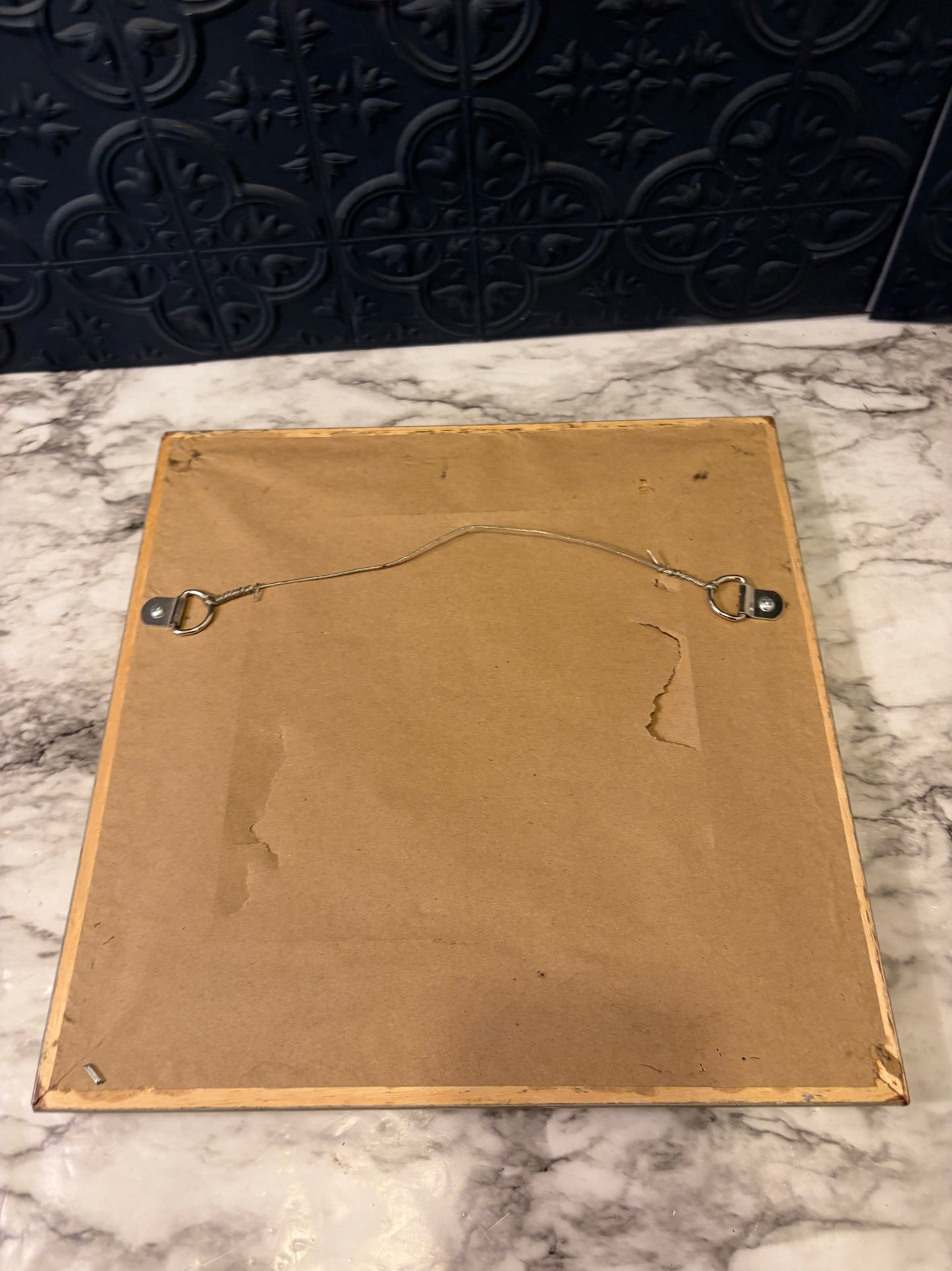 Gold Square Mirror with Grooved Frame