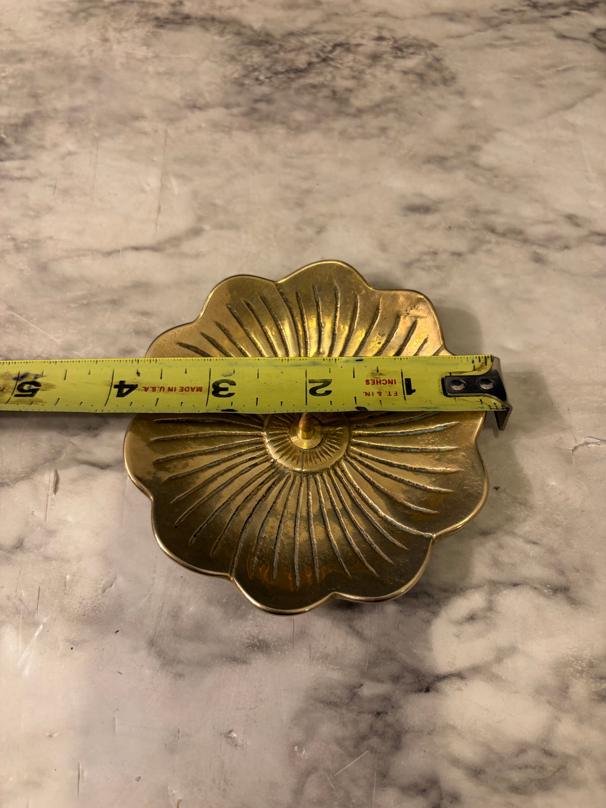 Brass Flower Shape Pillar Dish 4"