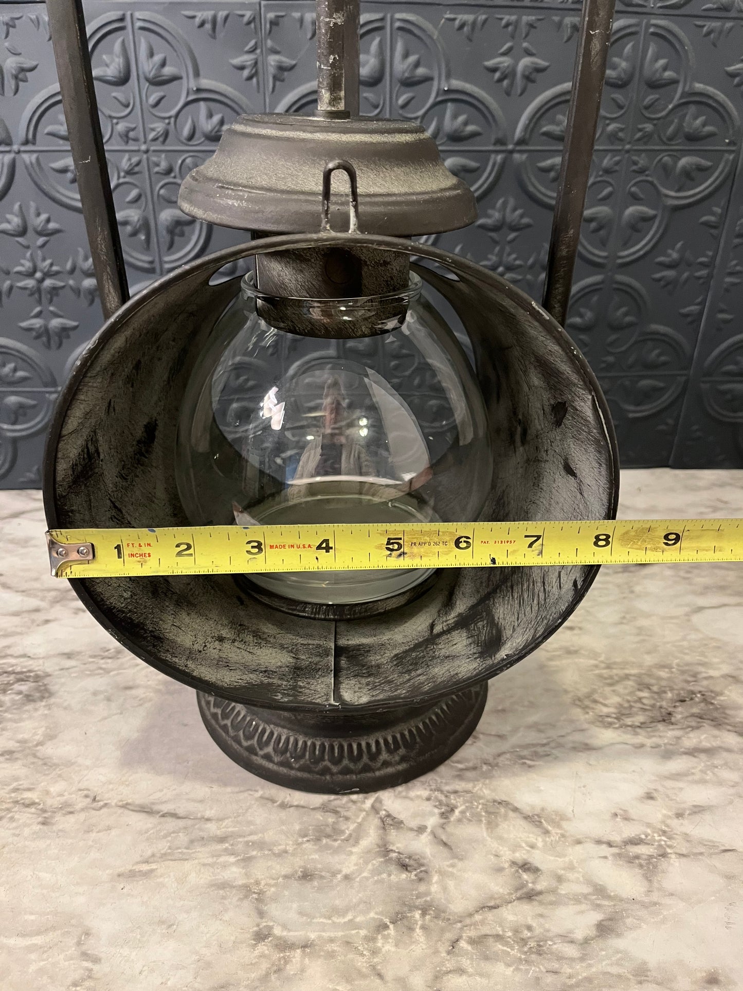 Vintage Style Metal Lantern with Clear Globe