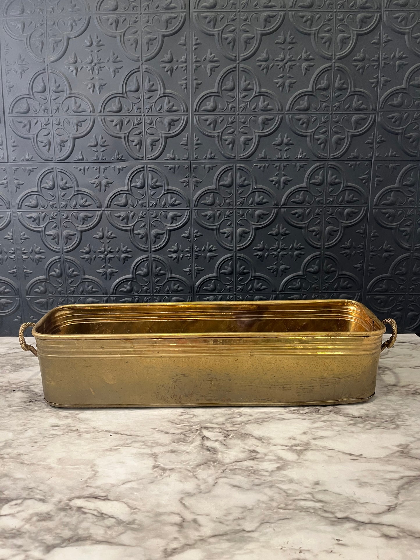 Long Narrow Brass Planter