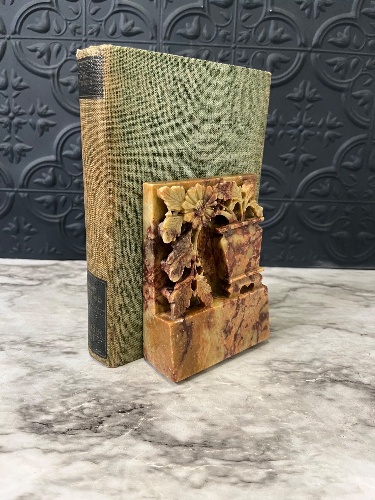 Chinese Carved Soapstone Bookend