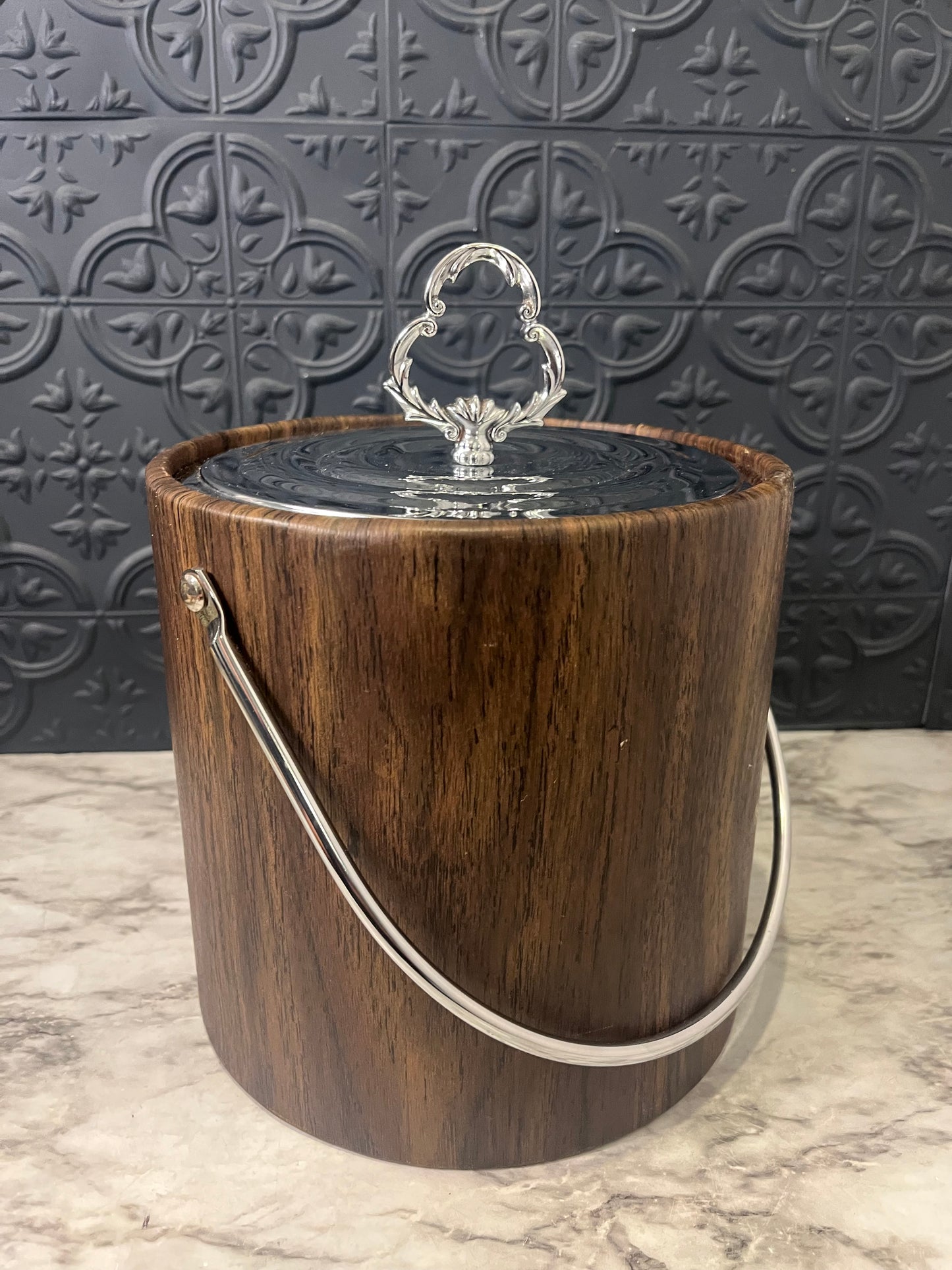 Vintage Ice Bucket with Silver top