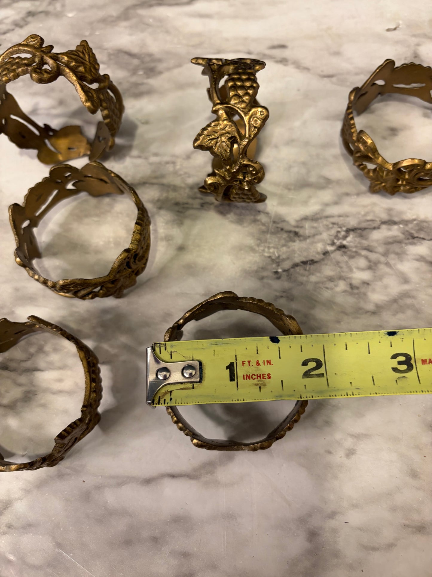 Vintage Grape Leaf Napkin Ring set of 6