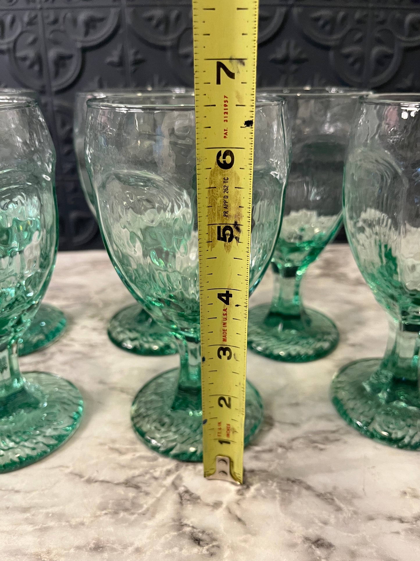 Libbey Chivalry Green Goblet x 6