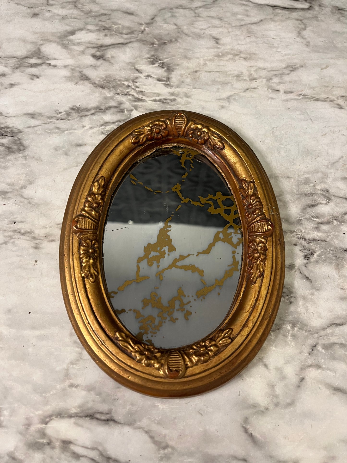 Small Smoke Glass Mirror Oval