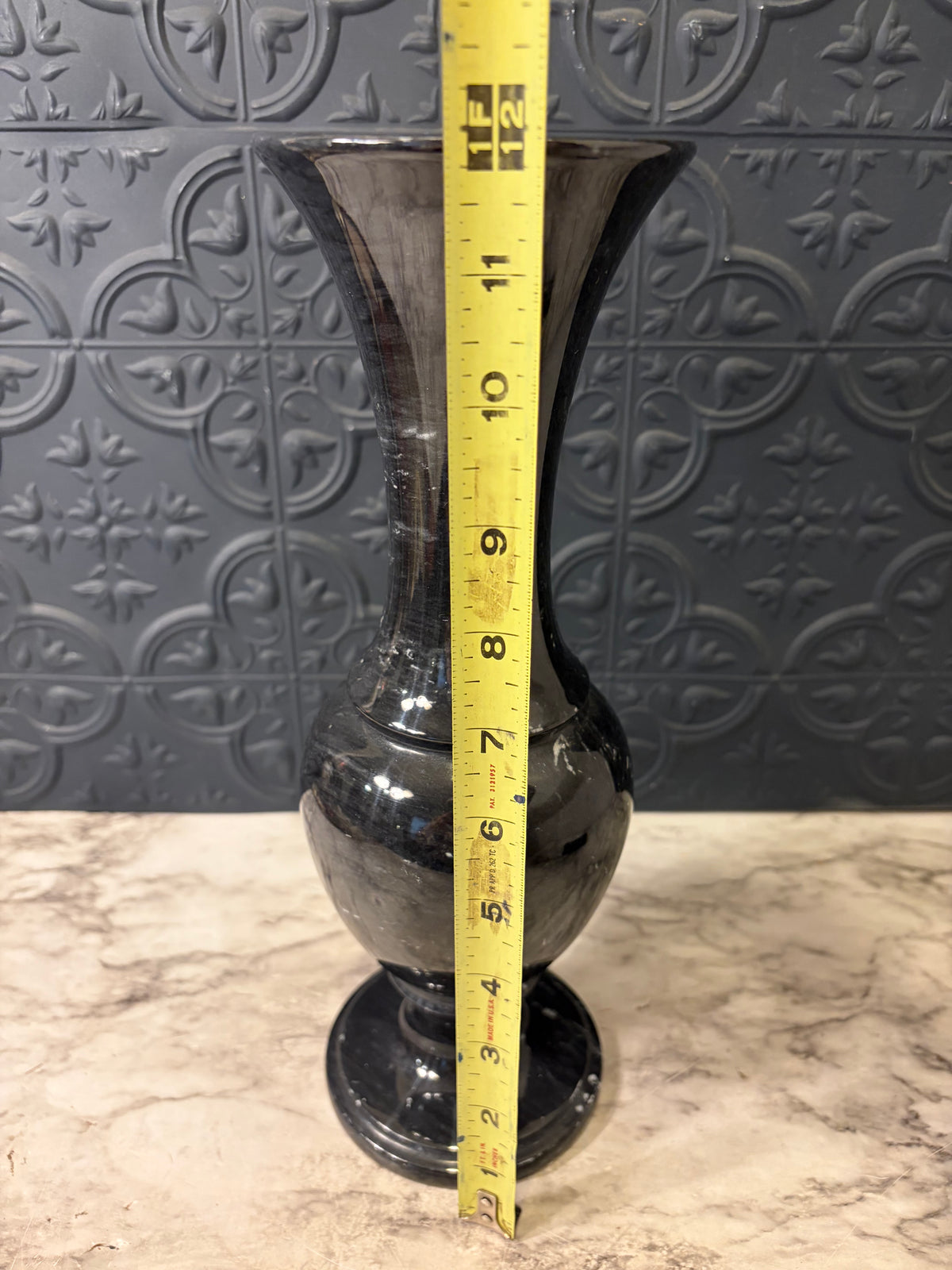 Black Marble Vase 12" Tall