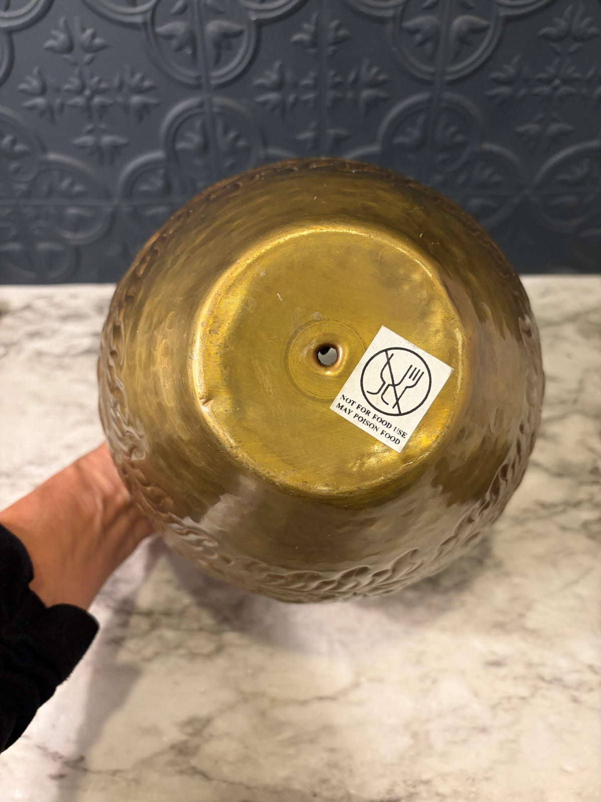 8" Brass Embossed Vase