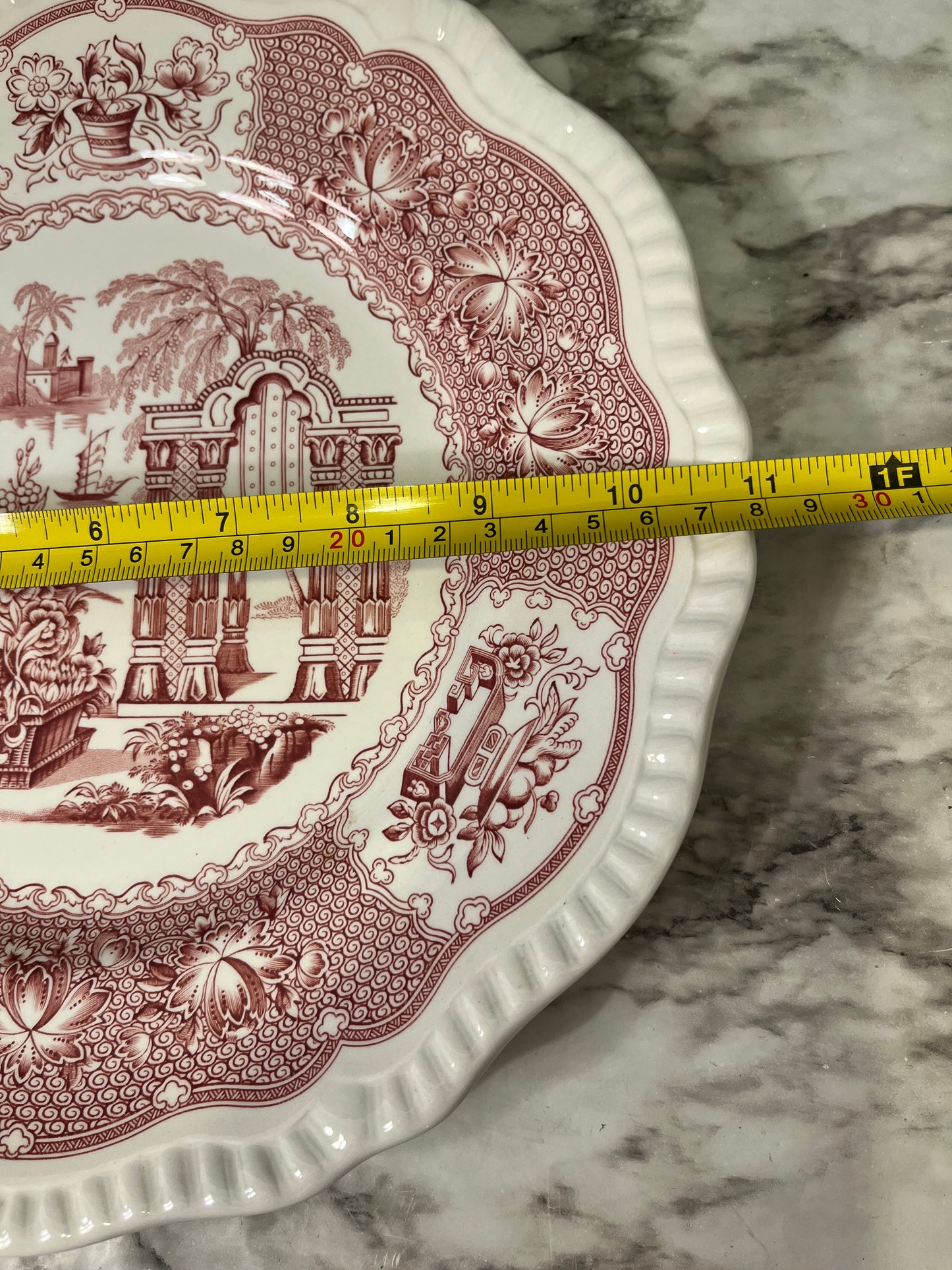 Spode Red and white Pagoda Plate
