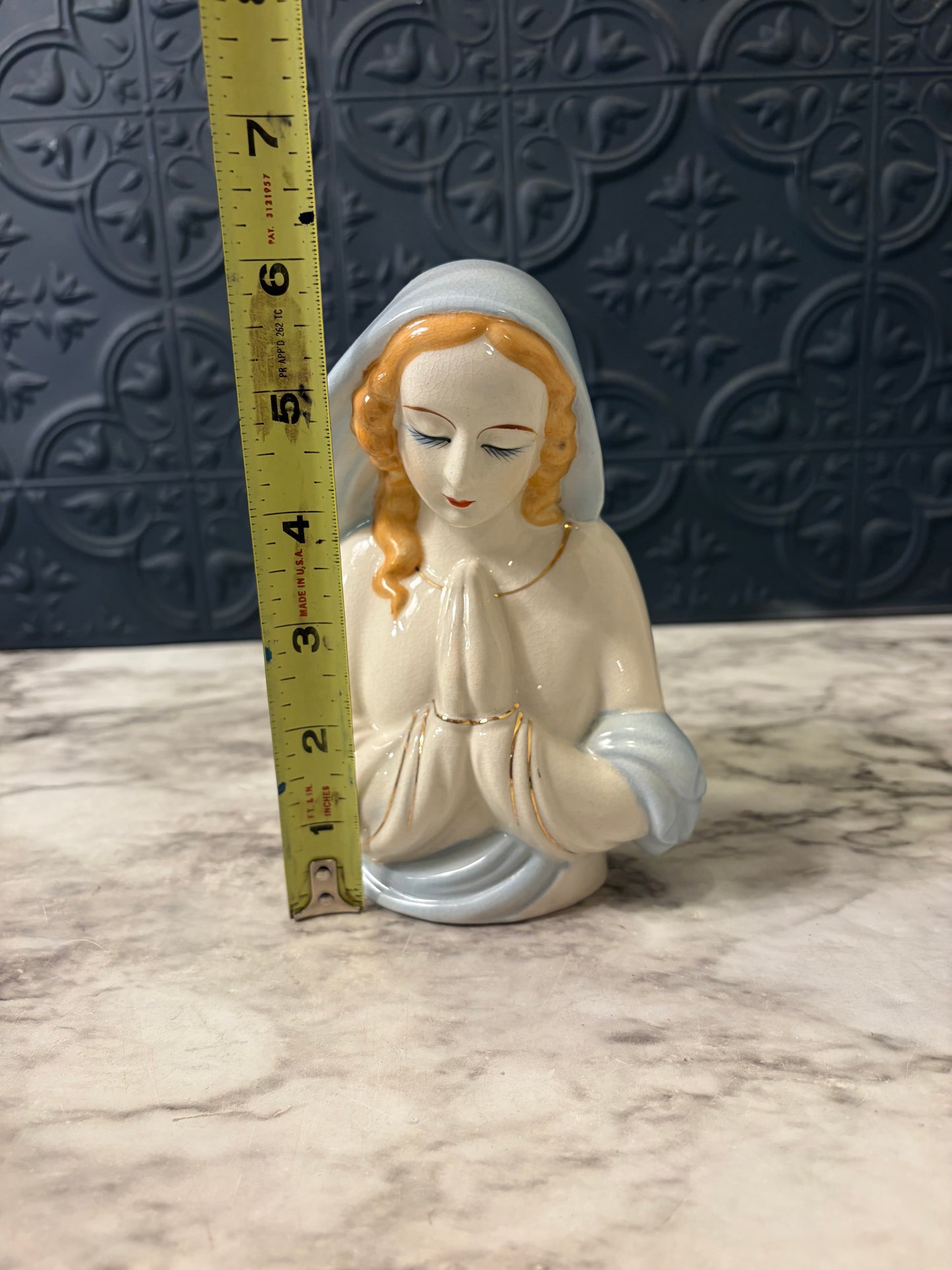 Praying Madonna Planter with Blue Robe