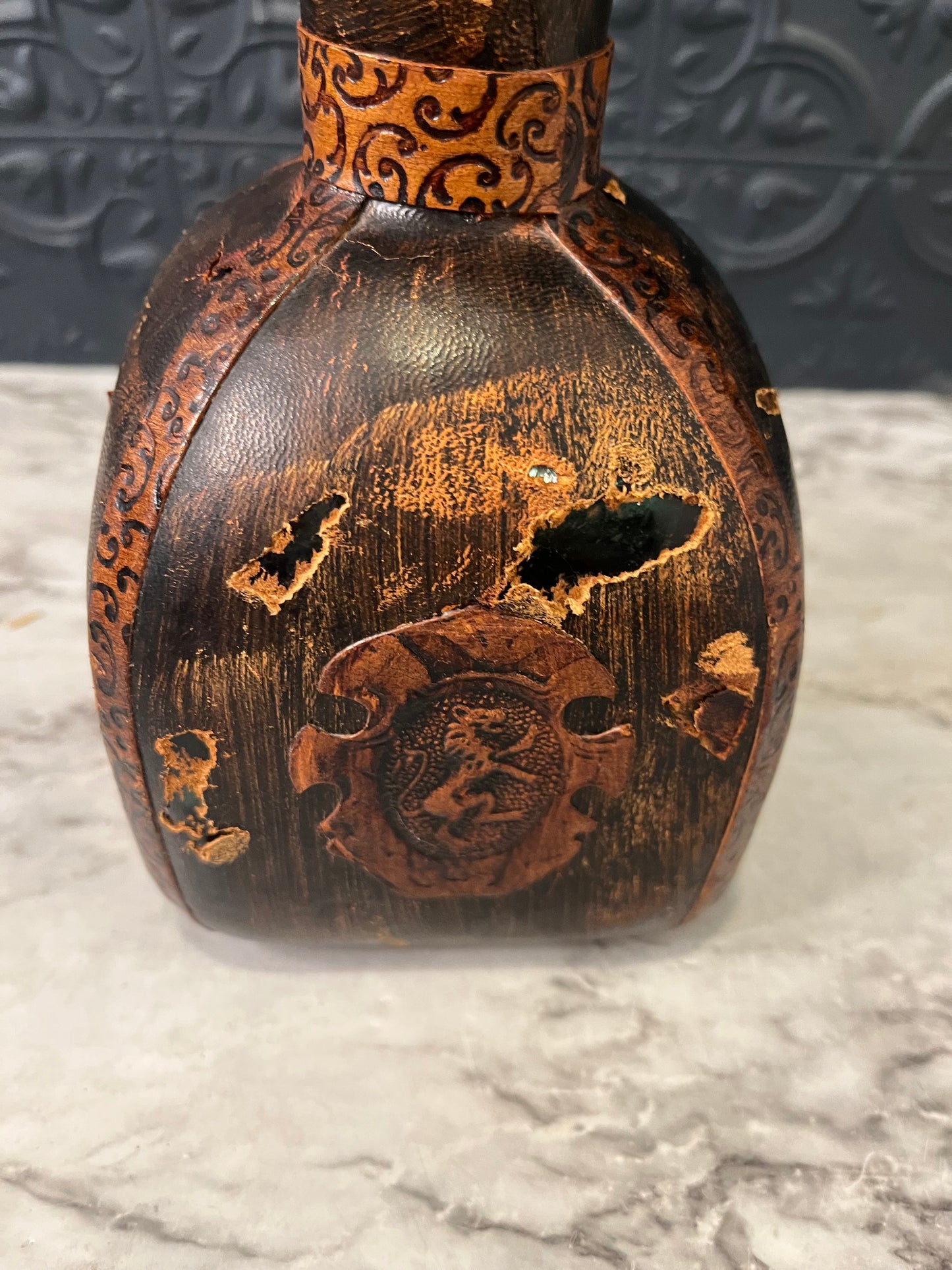Vintage Leather Wrapped Decanter AS IS