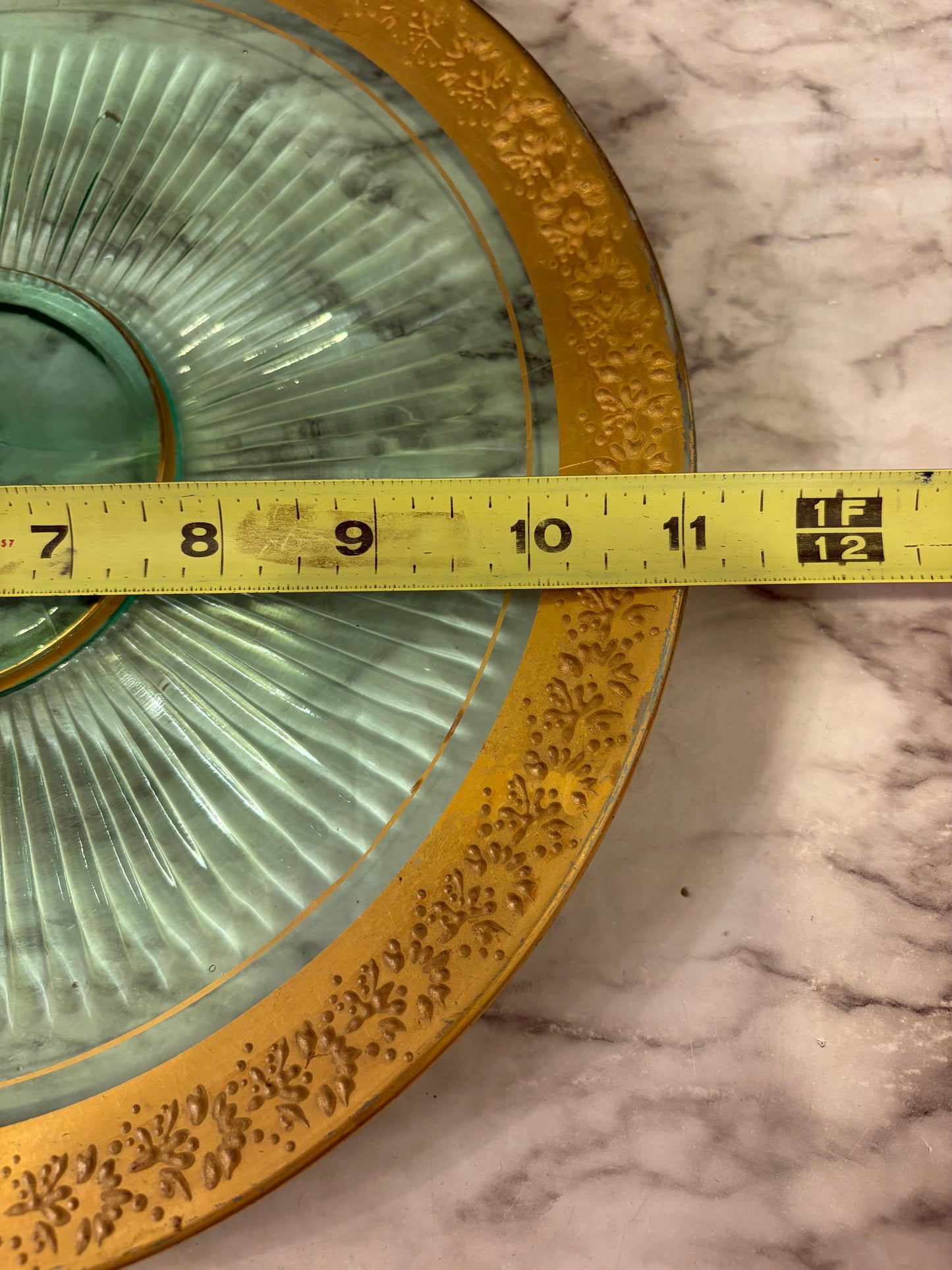 Uranium Glass Tray with Gold Trim