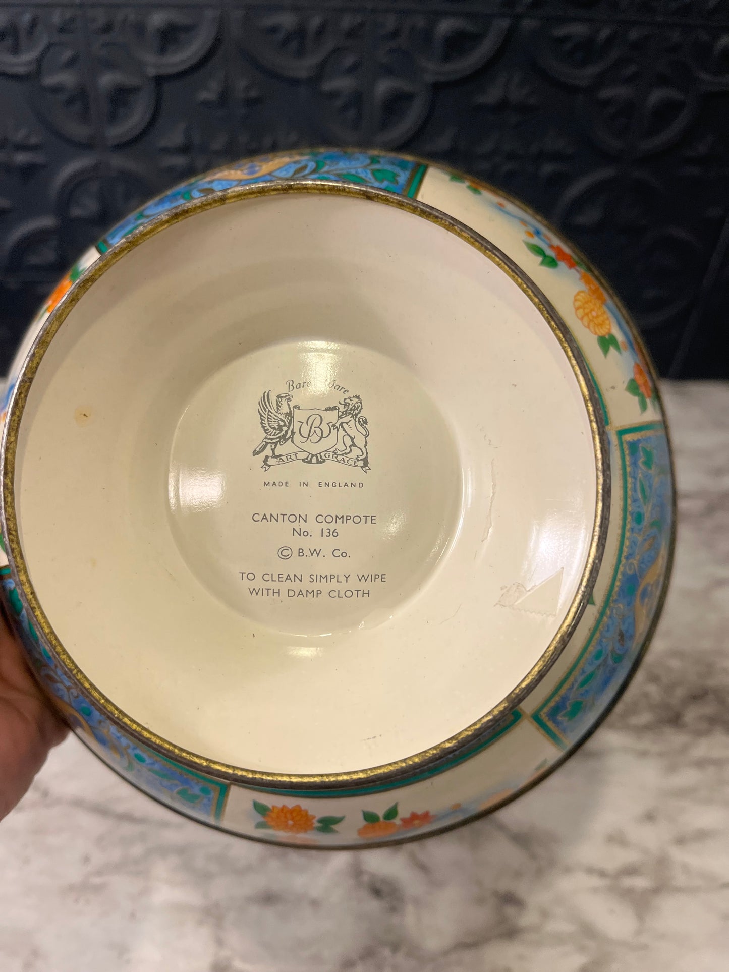 Vintage Floral Metal Compote Bowl