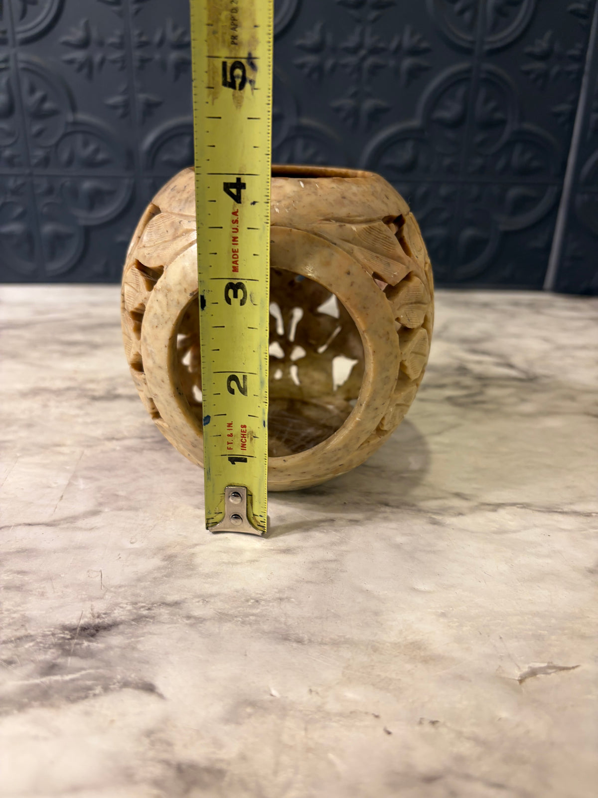 4" Round Handcarved Soapstone VotiveHolder