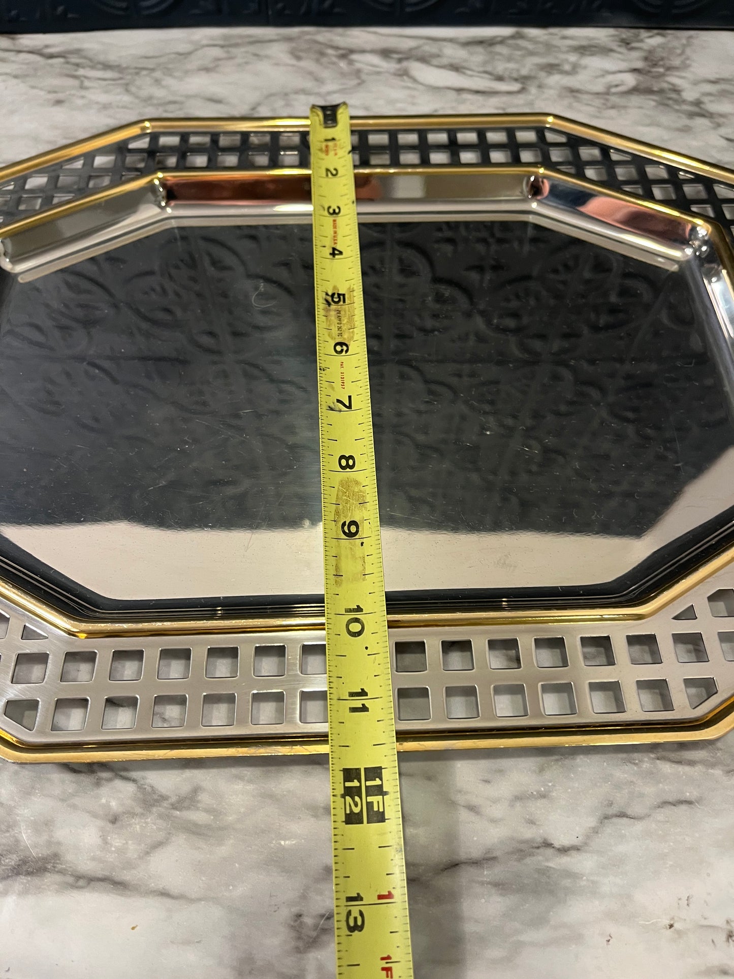 Stainless and 24K Gold Serving Tray INOXPRAN