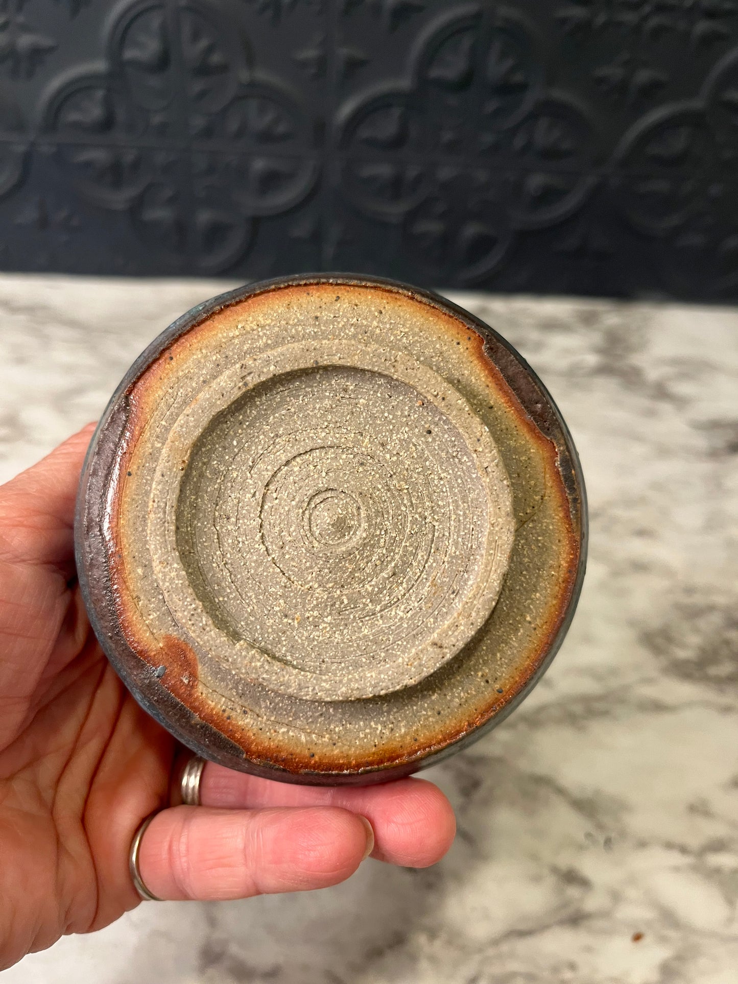 Small Distressed Blue Pot