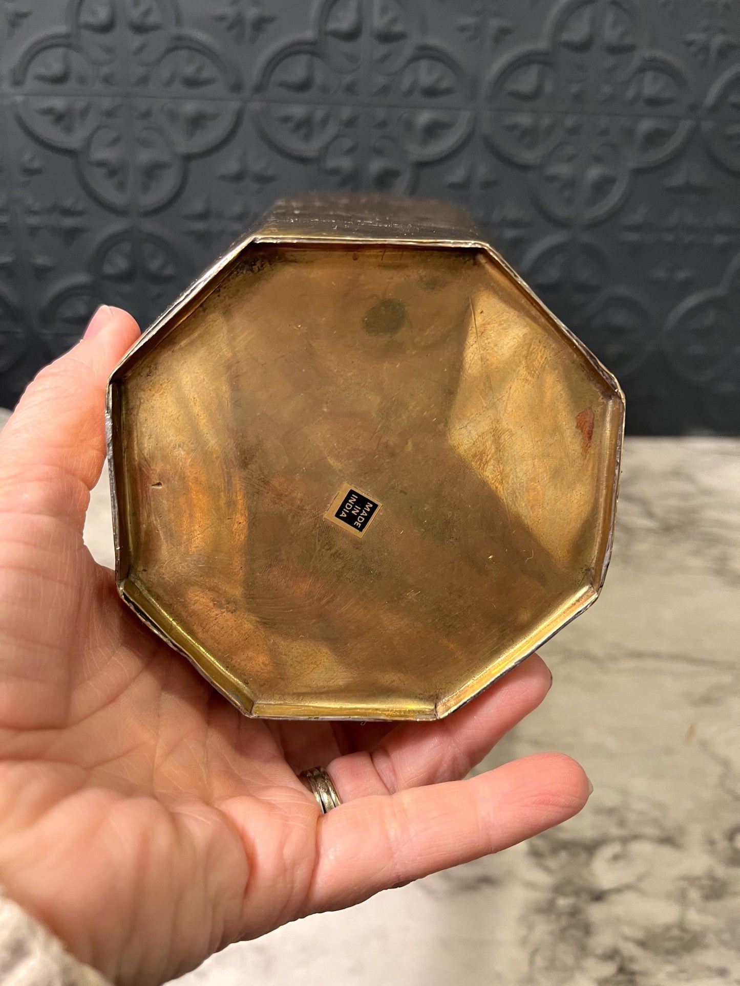 Large Brass Dimpled Vase